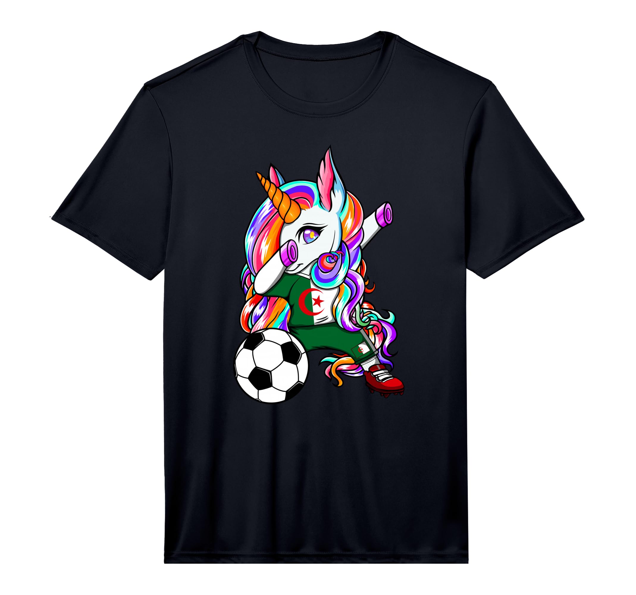 Dabbing Unicorn Algeria Soccer T-Shirt - Fun Novelty Design for Adults - T-Shirt, Sweatshirt, Hoodie
