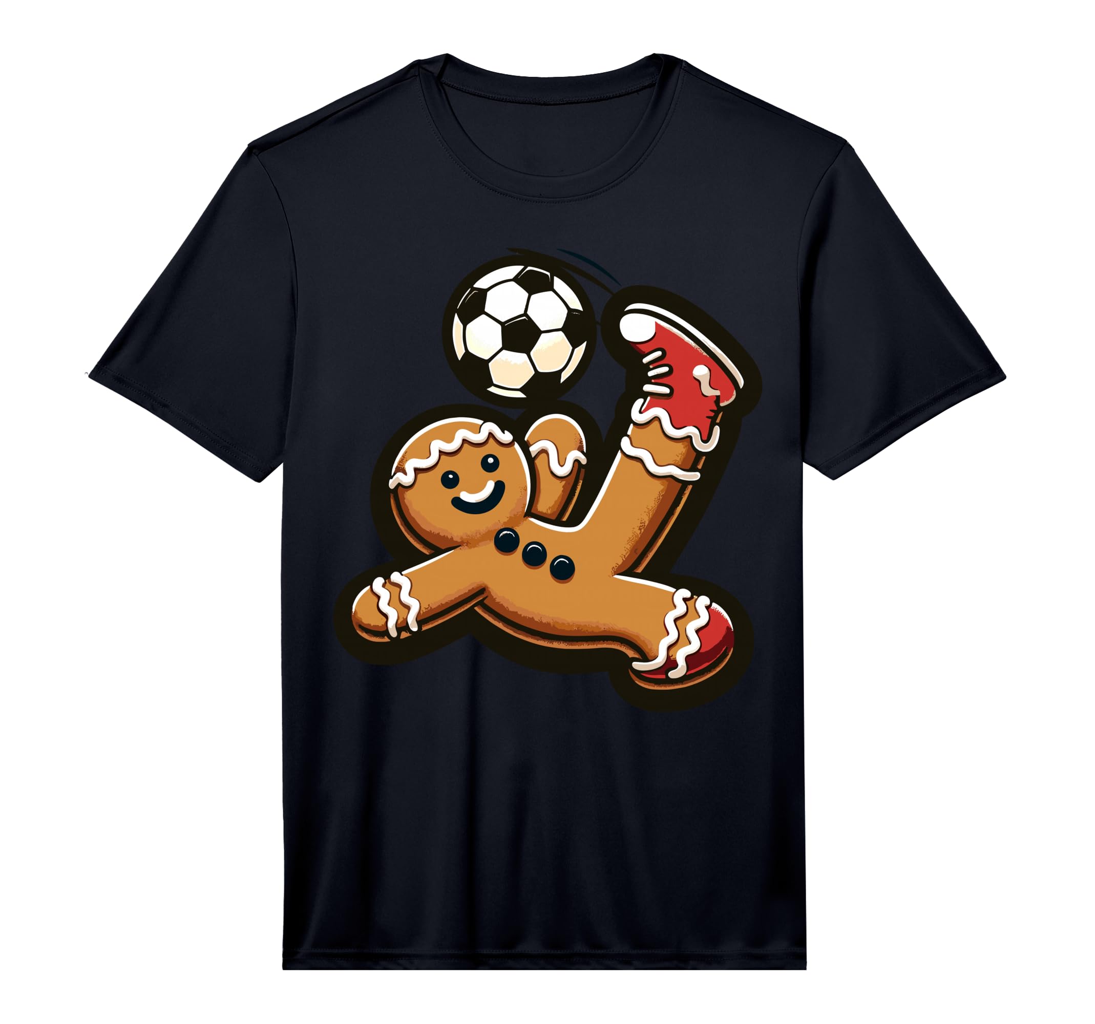 Gingerbread Plays Soccer Bicycle Kick T-Shirt - Novelty Apparel Men Women - T-Shirt, Sweatshirt, Hoodie