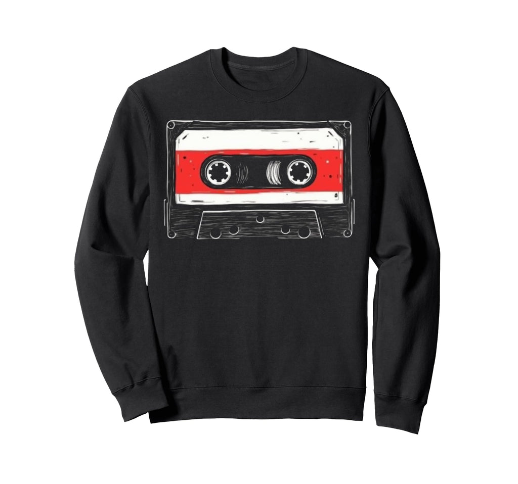Nostalgic Music Lovers Art Cassette Sweatshirt - Minimalist Print Unisex - T-Shirt, Sweatshirt, Hoodie
