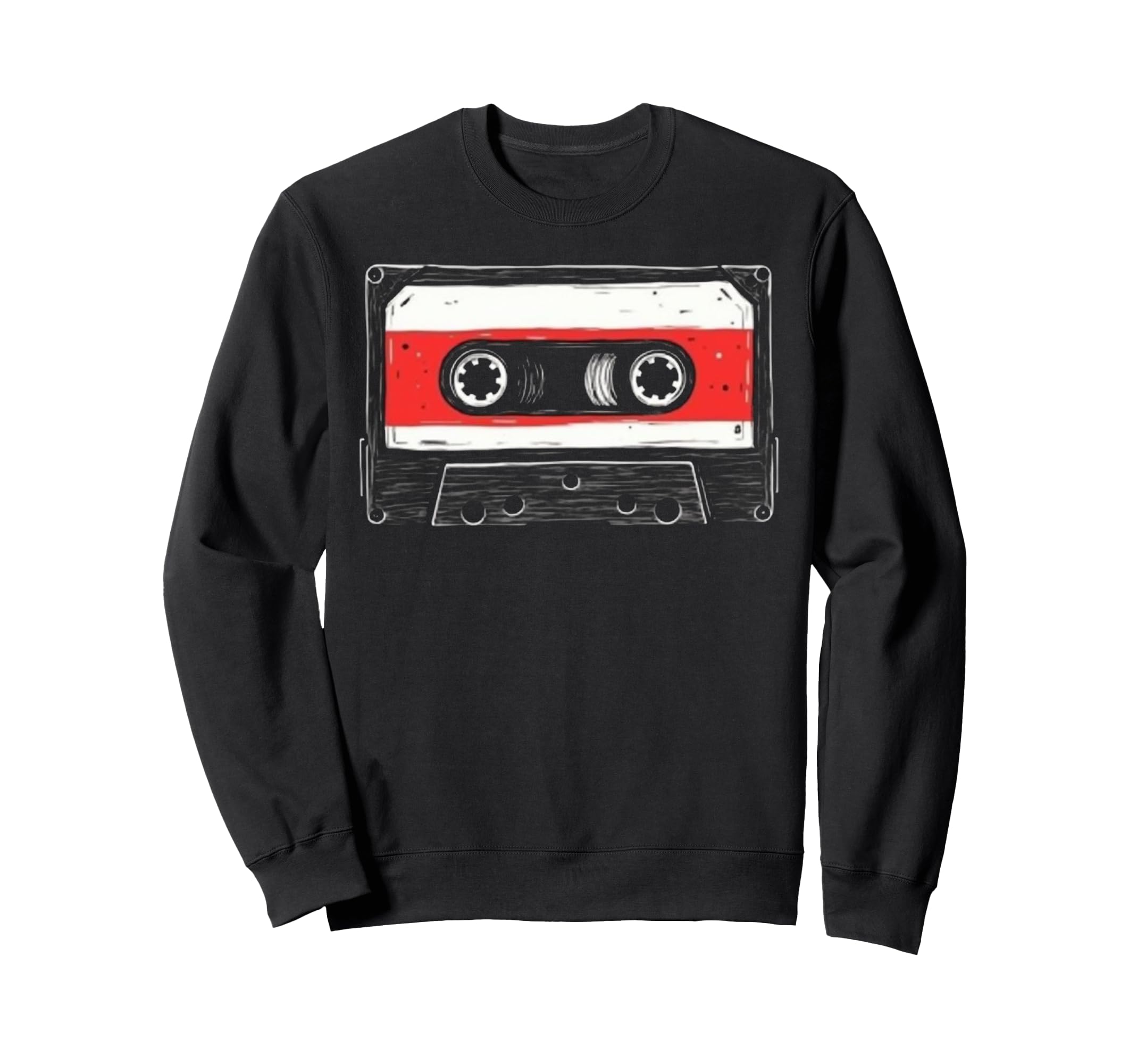 Nostalgic Music Lovers Art Cassette Sweatshirt - Minimalist Print Unisex - T-Shirt, Sweatshirt, Hoodie