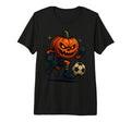 Halloween Scary Pumpkin Showing Soccer T-Shirt - Novelty Apparel Unisex - T-Shirt, Sweatshirt, Hoodie