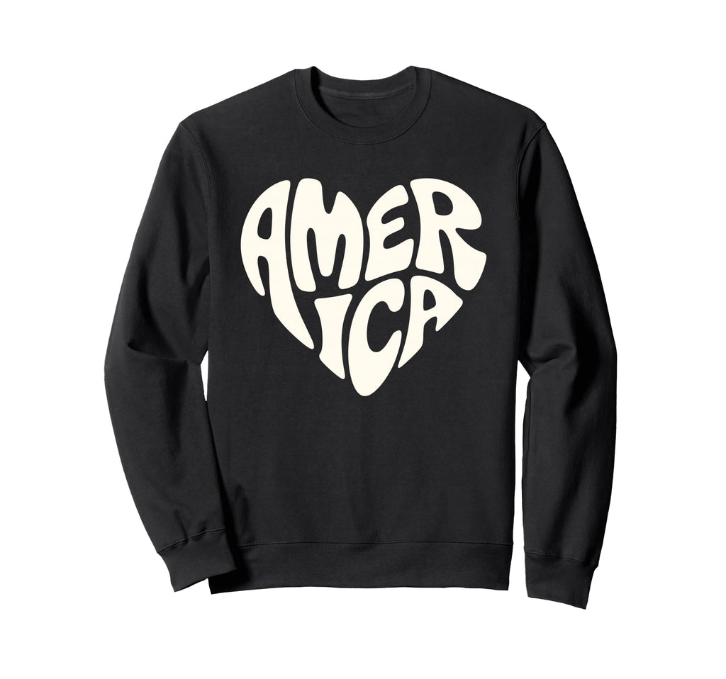 America Bubble Letters Patriotic Sweatshirt - Unique Graphic Unisex - T-Shirt, Sweatshirt, Hoodie
