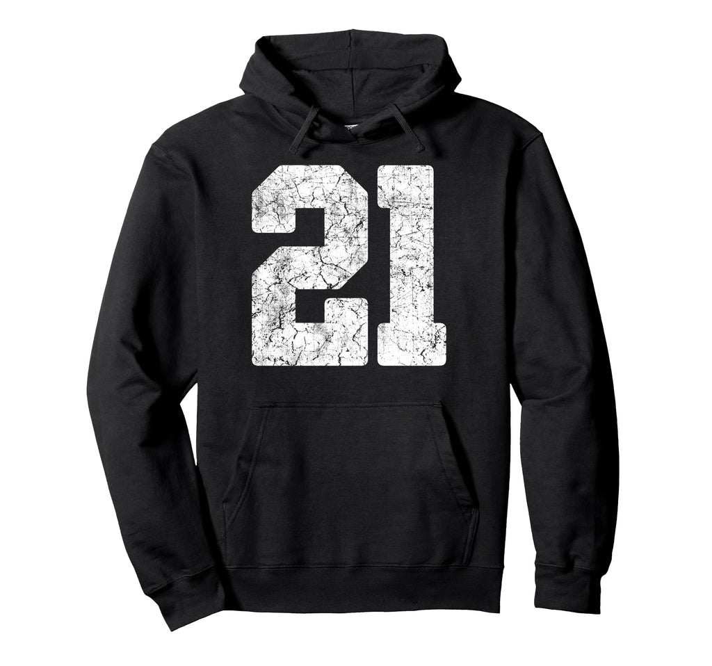 Distressed White Number 21 Jersey Hoodie - Novelty Apparel Men Women - T-Shirt, Sweatshirt, Hoodie