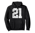 Distressed White Number 21 Jersey Hoodie - Novelty Apparel Men Women - T-Shirt, Sweatshirt, Hoodie