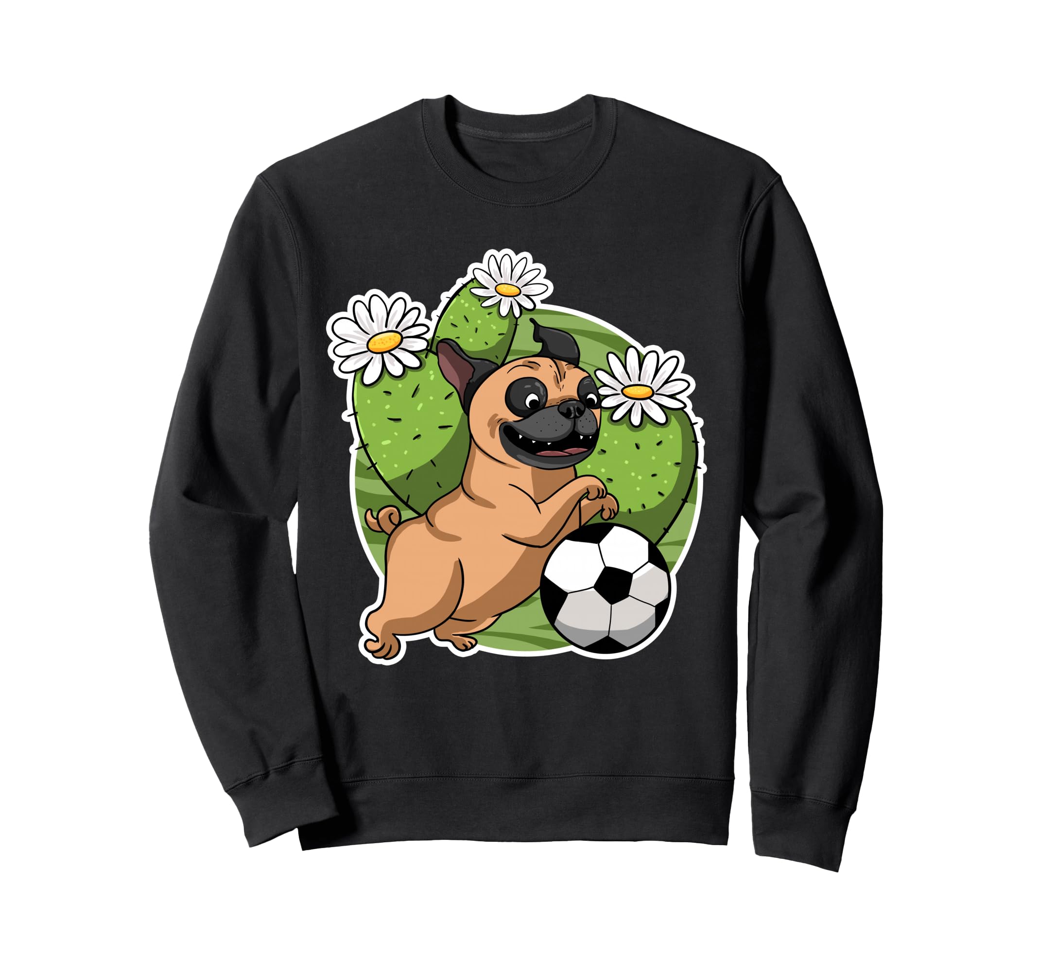 Pug Soccer Cactus Football Sweatshirt - Casual Everyday Wear for Adults - T-Shirt, Sweatshirt, Hoodie