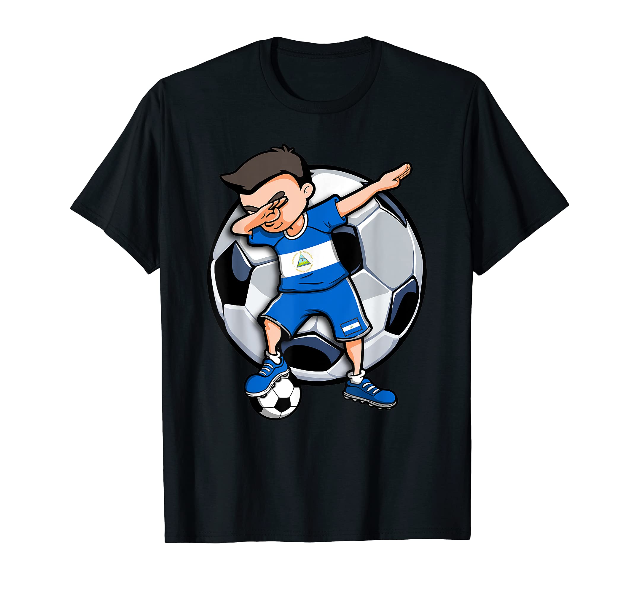 Dabbing Soccer Nicaragua Football Fans T-Shirt - Graphic Print Unisex - T-Shirt, Sweatshirt, Hoodie