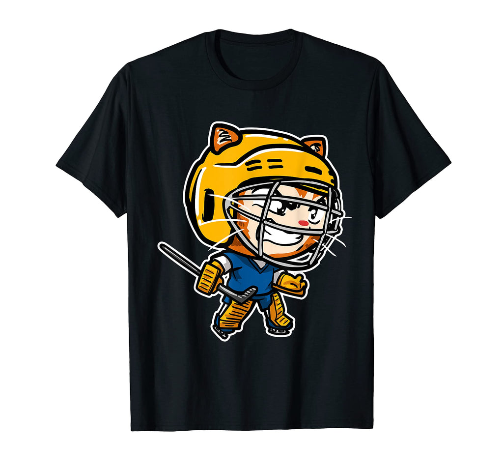 Kawaii Cat Ice Hockey Goalie T-Shirt - Unique Graphic for Adults - T-Shirt, Sweatshirt, Hoodie