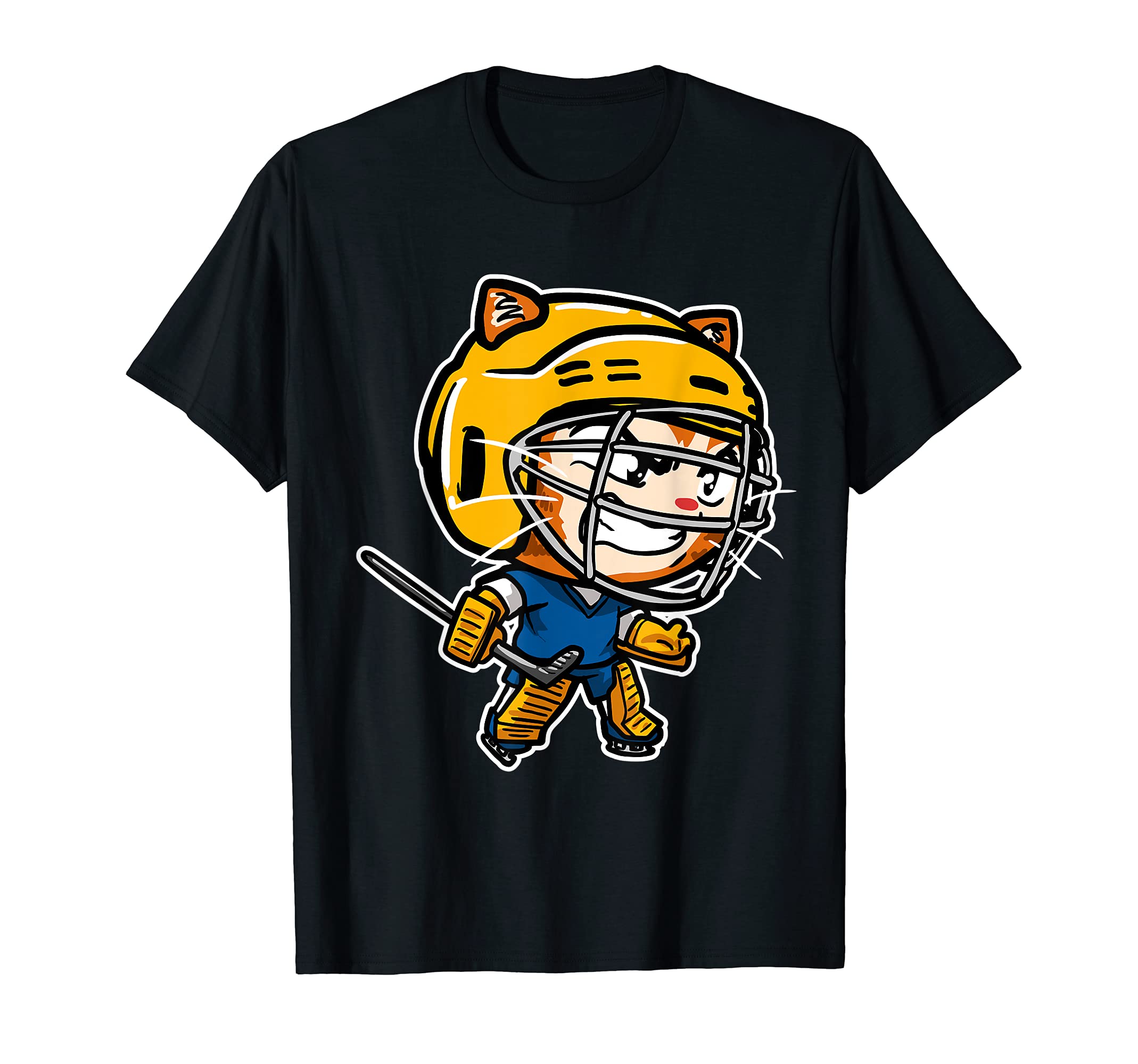 Kawaii Cat Ice Hockey Goalie T-Shirt - Unique Graphic for Adults - T-Shirt, Sweatshirt, Hoodie