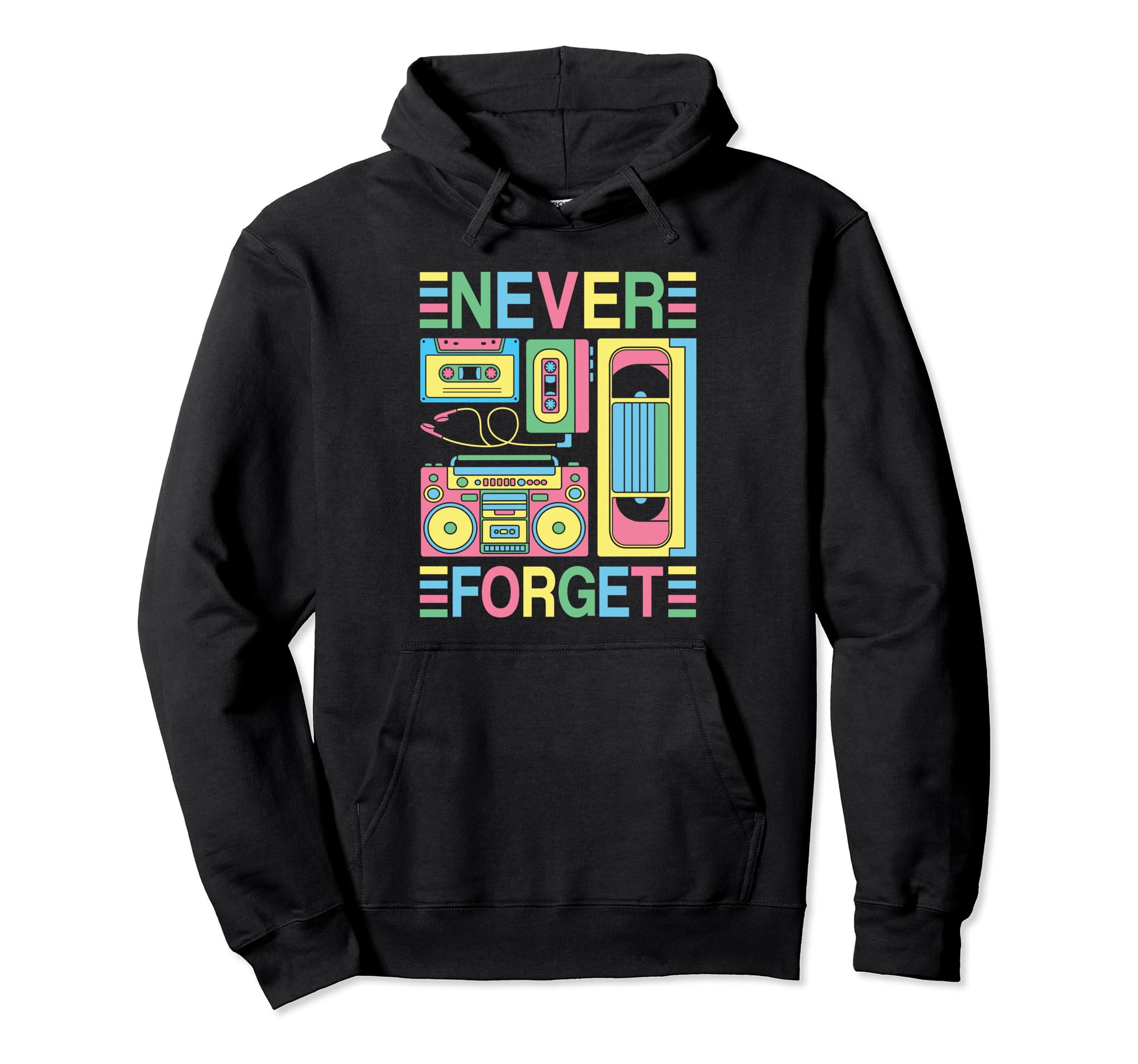 Never Forget 80S 90S Cassette Tape Hoodie - Minimalist Print Men Women - T-Shirt, Sweatshirt, Hoodie