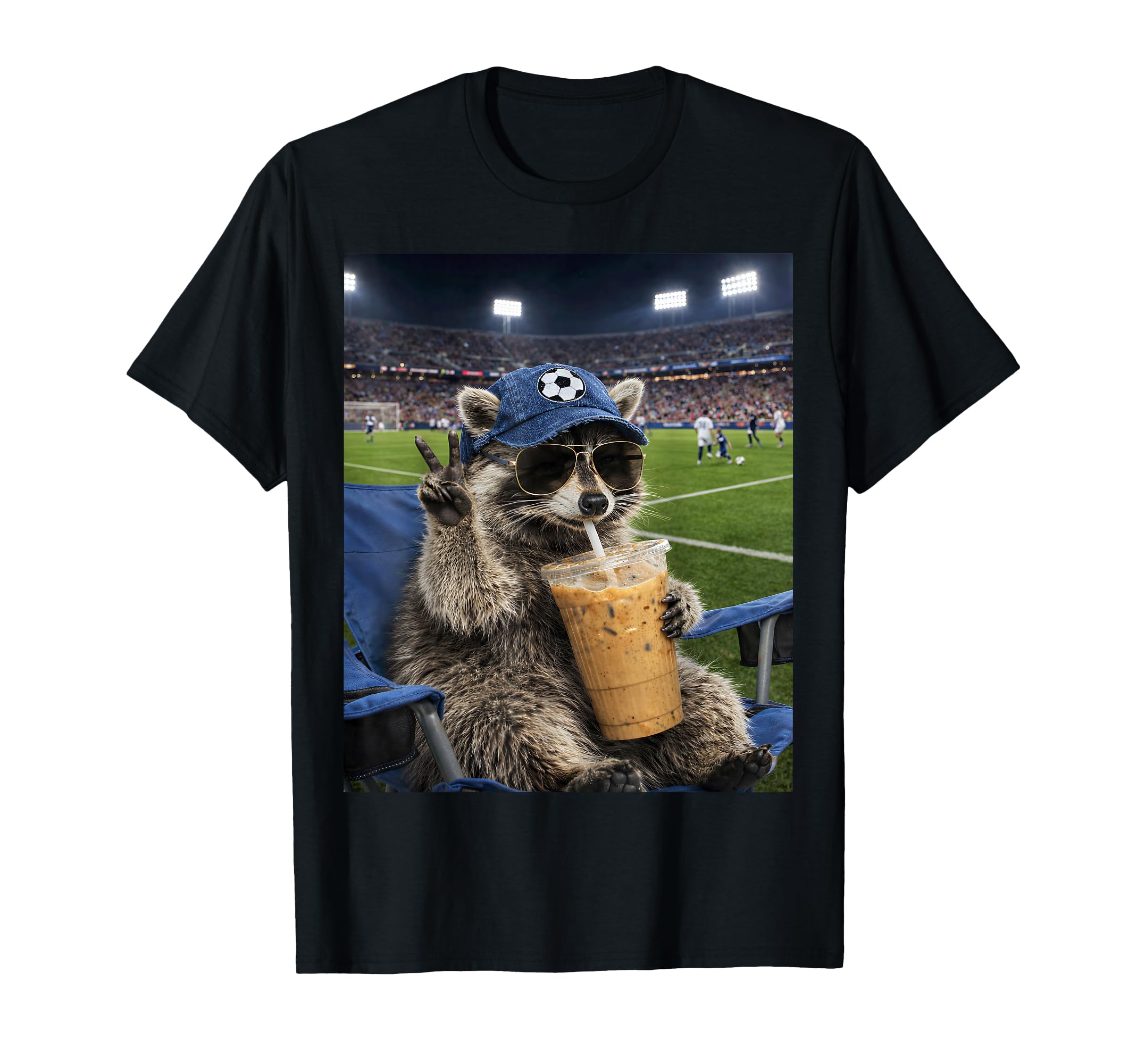 Funny Raccoon Drinking Iced Coffee T-Shirt - Aesthetic Graphic Men Women - T-Shirt, Sweatshirt, Hoodie