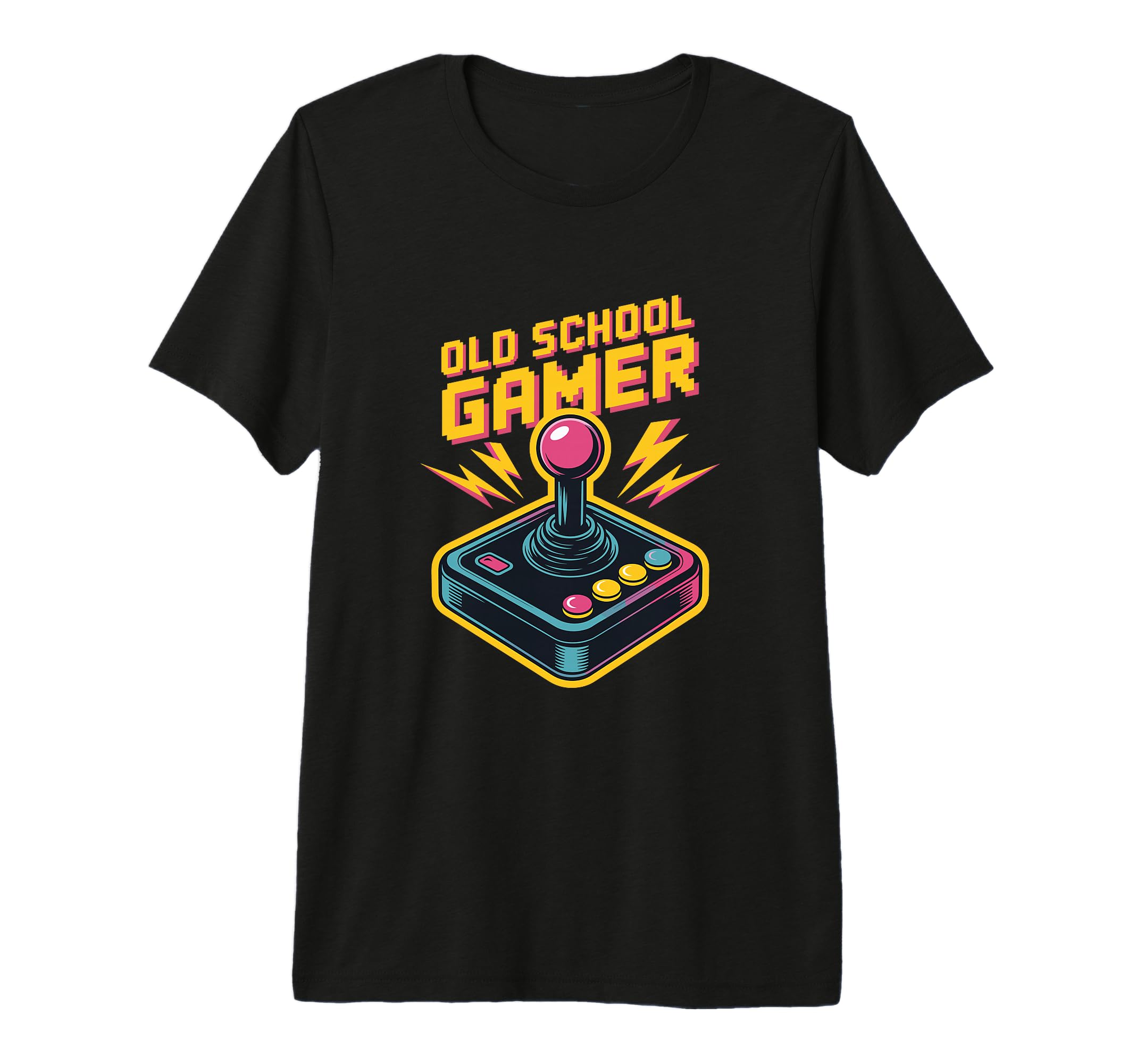 Old School Gamer Arcade Joystick Art T-Shirt - Custom Art Print Men Women - T-Shirt, Sweatshirt, Hoodie