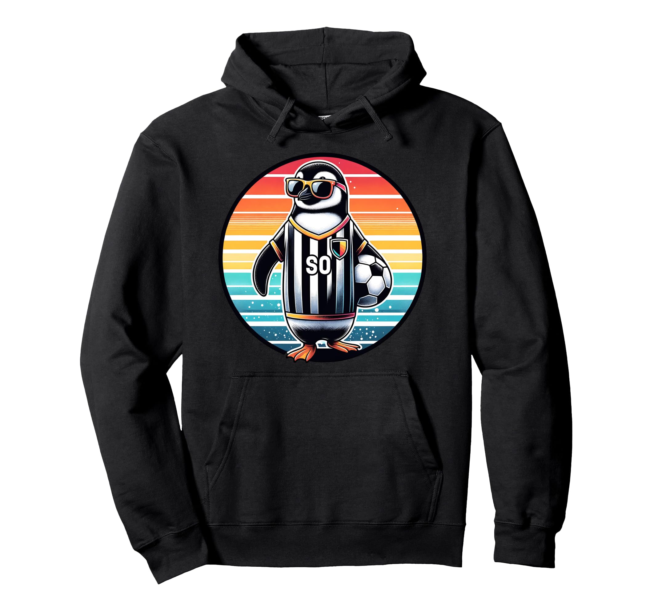 Penguin Bird Soccer Player Ball Hoodie - Casual Everyday Wear Men Women - T-Shirt, Sweatshirt, Hoodie