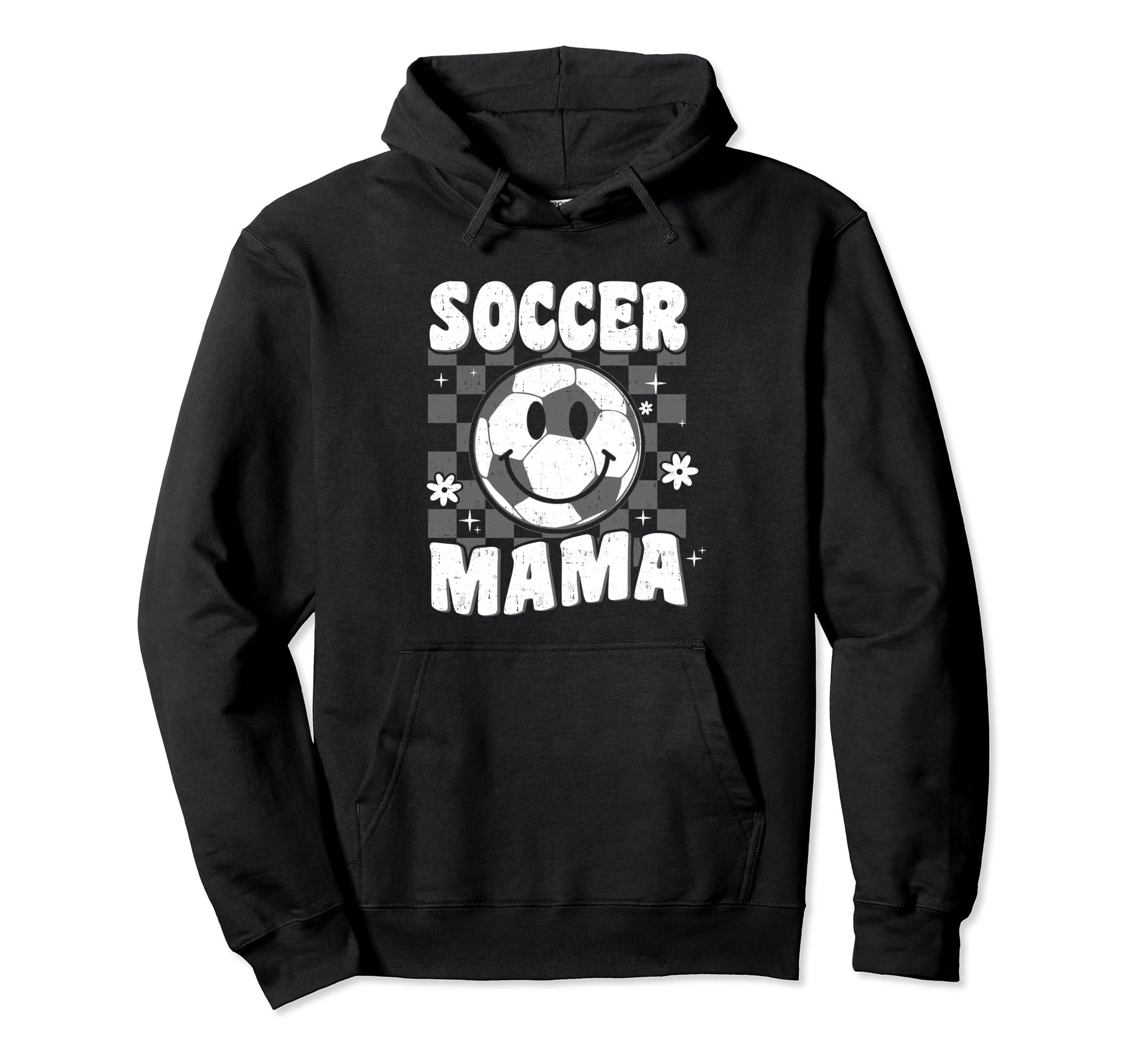 Groovy Checkered Soccer Mama Soccer Mom Hoodie - Novelty Apparel Unisex - T-Shirt, Sweatshirt, Hoodie