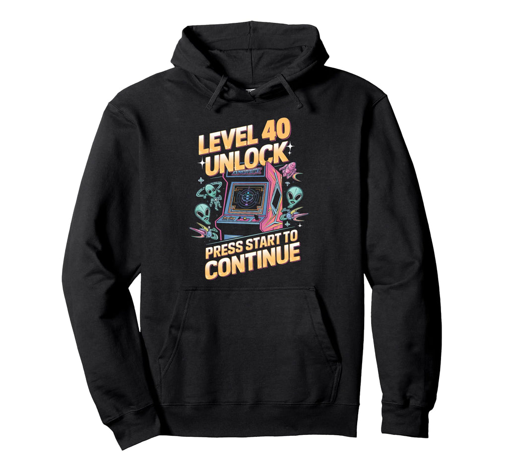 Level 40 Unlock Birthday Gamer 40 Hoodie - Fun Novelty Design for Adults - T-Shirt, Sweatshirt, Hoodie