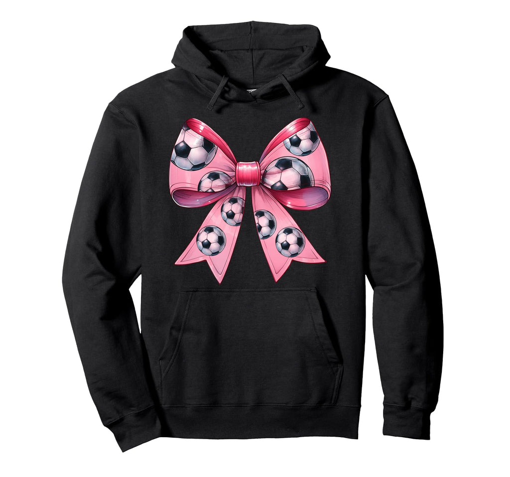 Coquette Bow Soccer Ball Pattern Hoodie - Casual Everyday Wear for Adults - T-Shirt, Sweatshirt, Hoodie