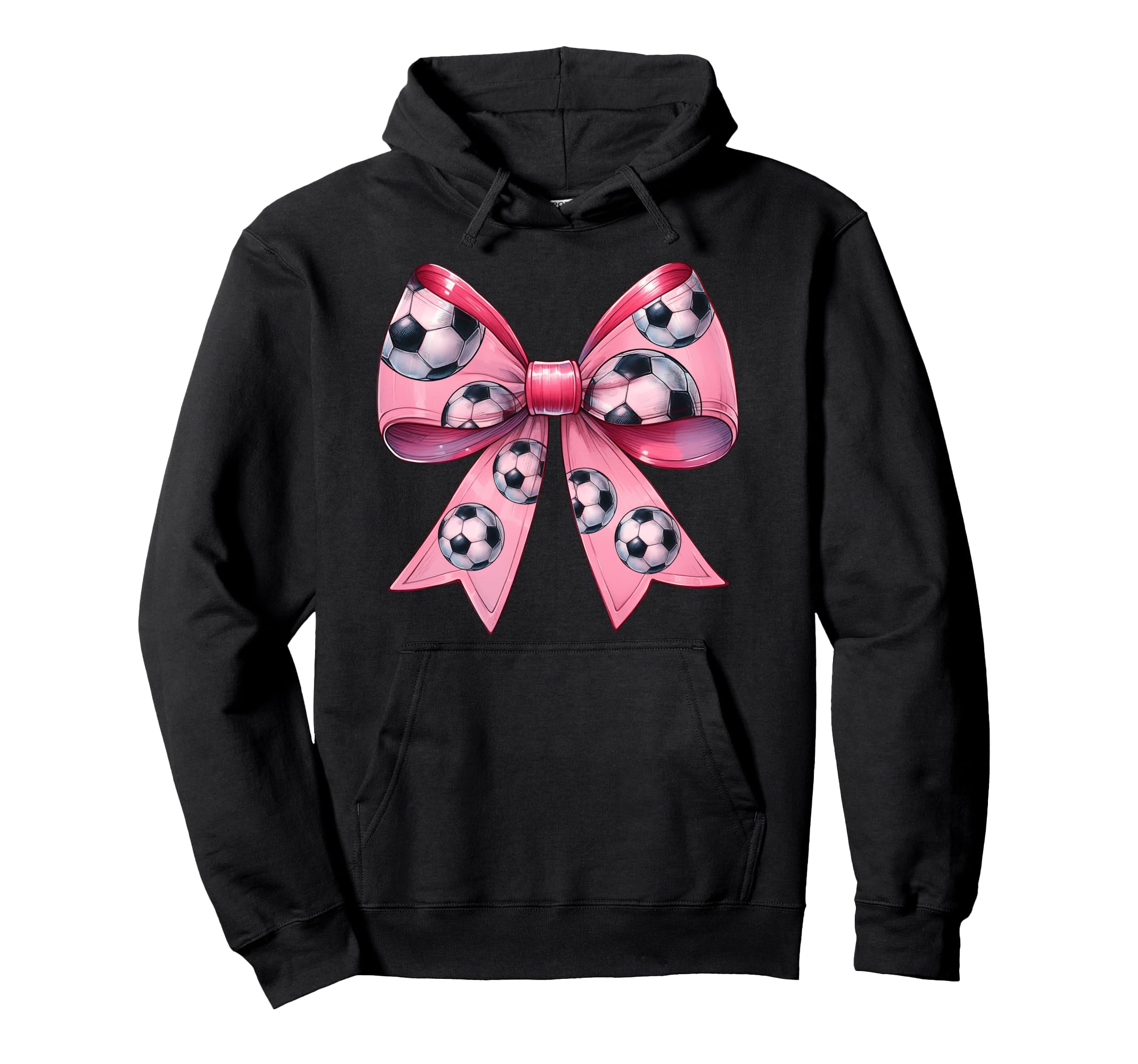 Coquette Bow Soccer Ball Pattern Hoodie - Casual Everyday Wear for Adults - T-Shirt, Sweatshirt, Hoodie