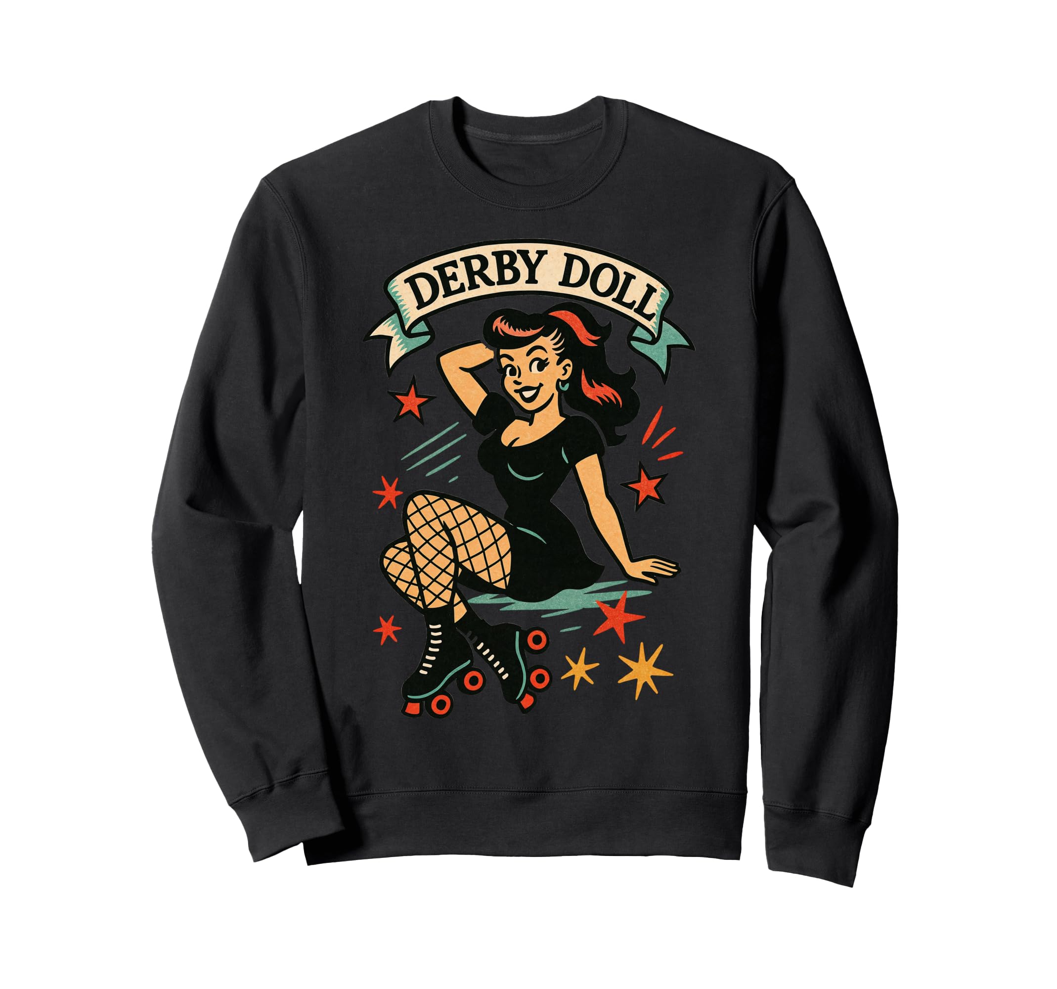 Derby Doll Roller Skating Pin Up Sweatshirt - Novelty Apparel Unisex - T-Shirt, Sweatshirt, Hoodie