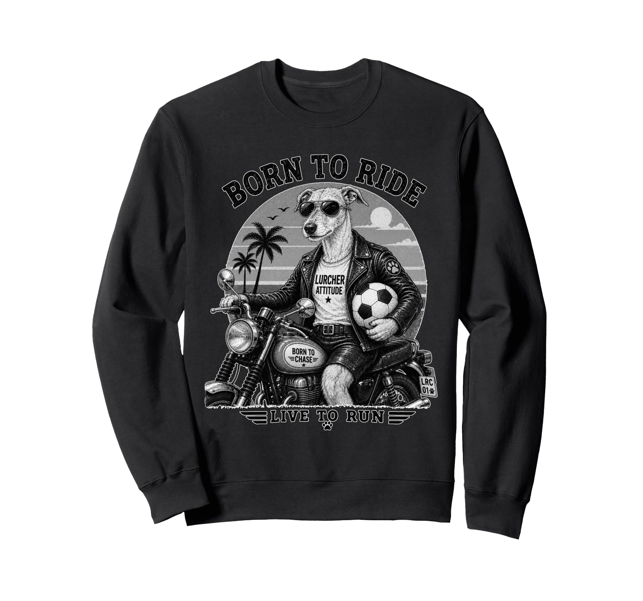Lurcher Motorbike Love Footbal Sweatshirt - Unique Graphic Men Women - T-Shirt, Sweatshirt, Hoodie
