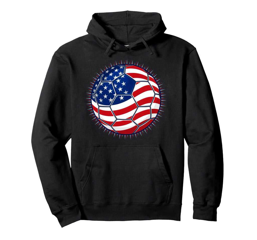 American Flag Soccer Ball Patriotic Hoodie - Novelty Apparel for Adults - T-Shirt, Sweatshirt, Hoodie