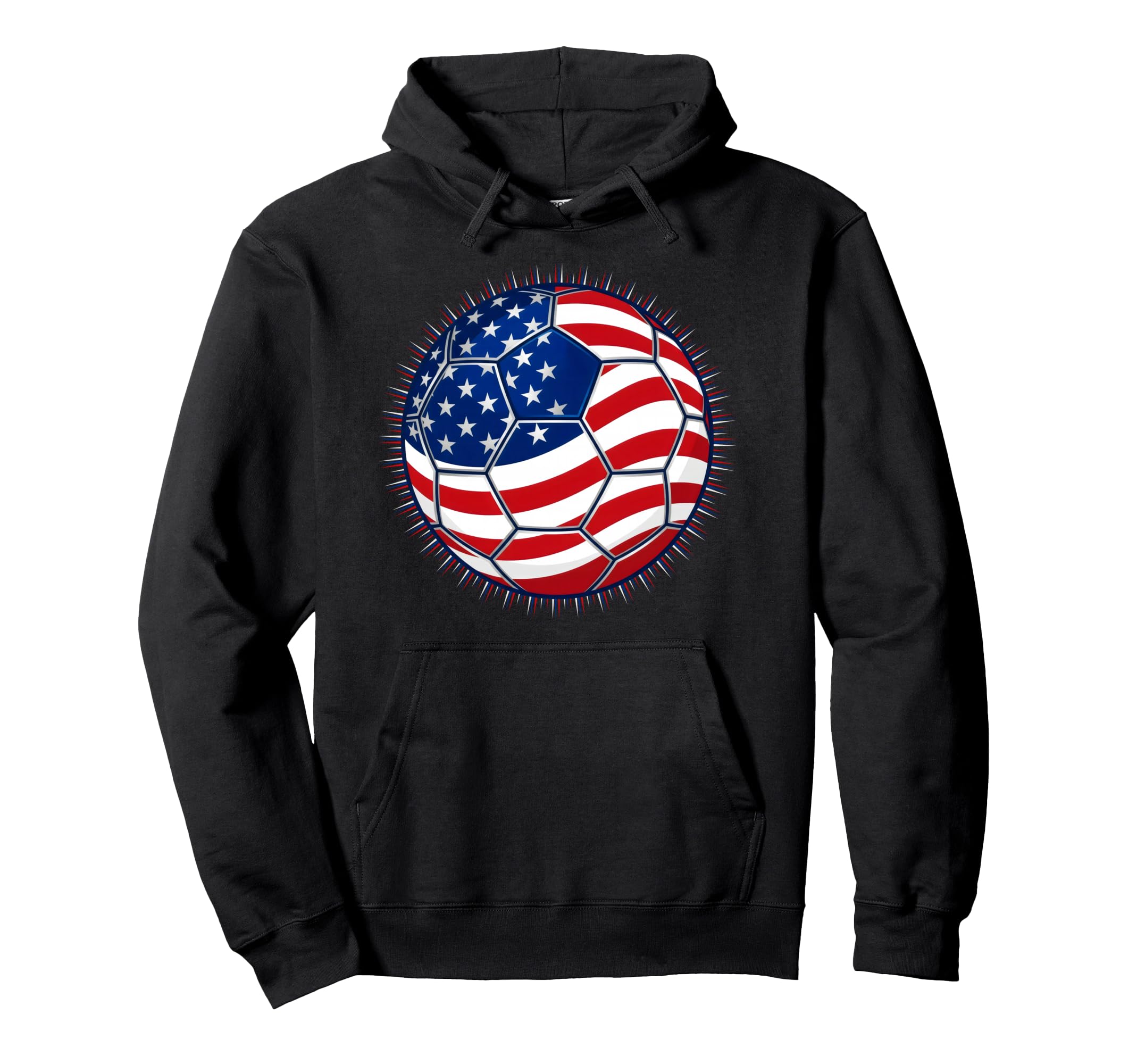 American Flag Soccer Ball Patriotic Hoodie - Novelty Apparel for Adults - T-Shirt, Sweatshirt, Hoodie