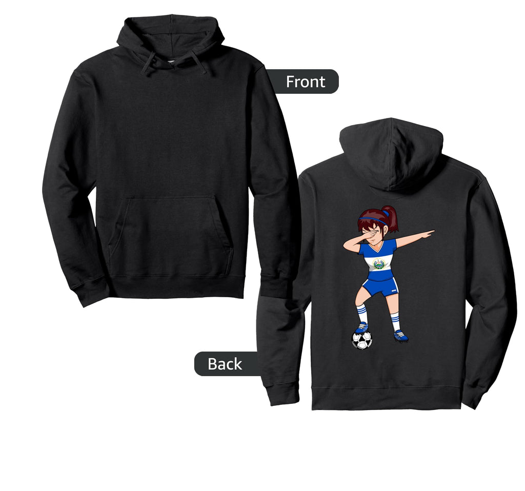 Dabbing Soccer El Salvador Jersey Hoodie - Novelty Apparel for Adults - T-Shirt, Sweatshirt, Hoodie
