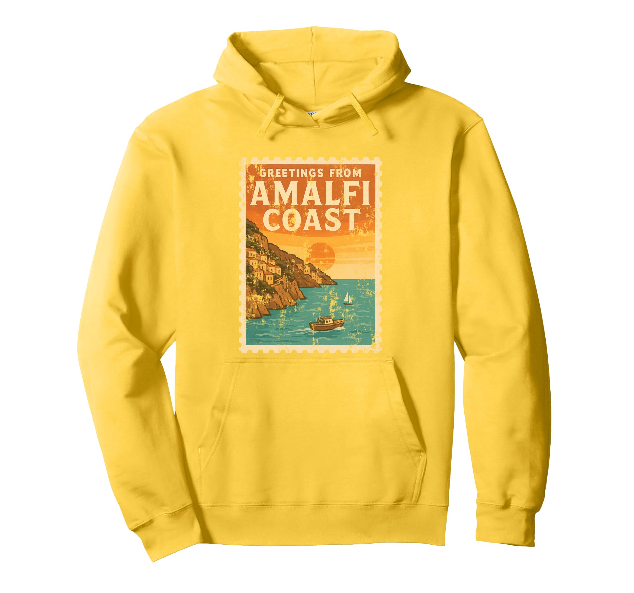 Amalfi Coast Sunset Italy Postcard Hoodie - Minimalist Print Unisex - T-Shirt, Sweatshirt, Hoodie