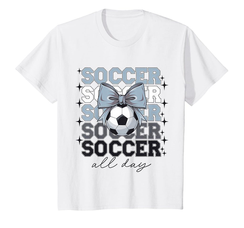 Groovy Soccer Coquette Bow Soccer All Day T-Shirt - Custom Art Print Unisex - T-Shirt, Sweatshirt, Hoodie