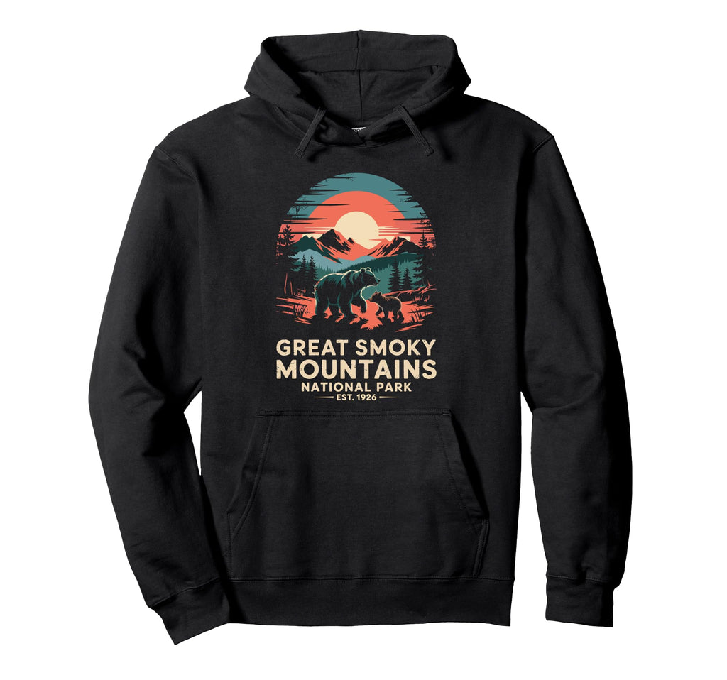 Great Smoky Mountains Bear Sunset Hiking Hoodie - Aesthetic Graphic Unisex - T-Shirt, Sweatshirt, Hoodie
