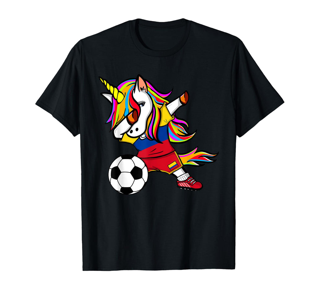 Dabbing Unicorn Colombia Soccer Jersey T-Shirt - Novelty Apparel Unisex - T-Shirt, Sweatshirt, Hoodie