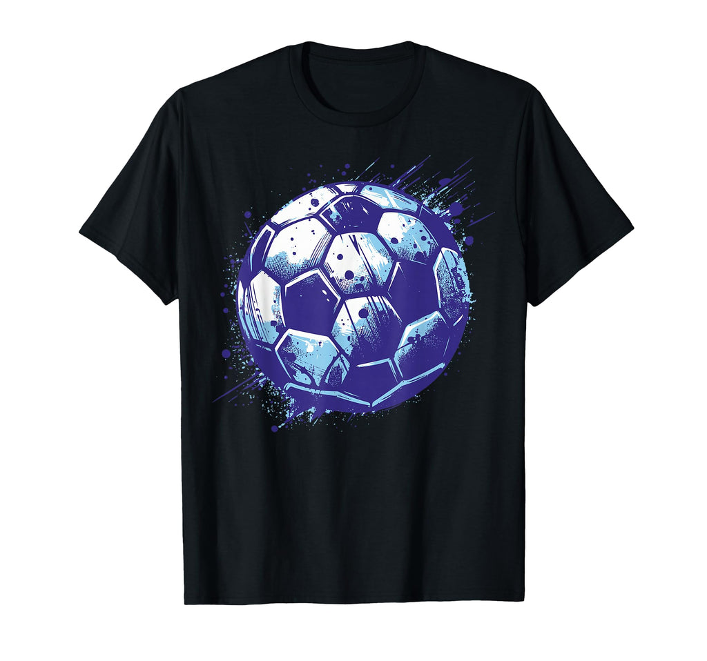 Grunge Soccer Ball Distressed Blue T-Shirt - Trendy Graphic for Adults - T-Shirt, Sweatshirt, Hoodie