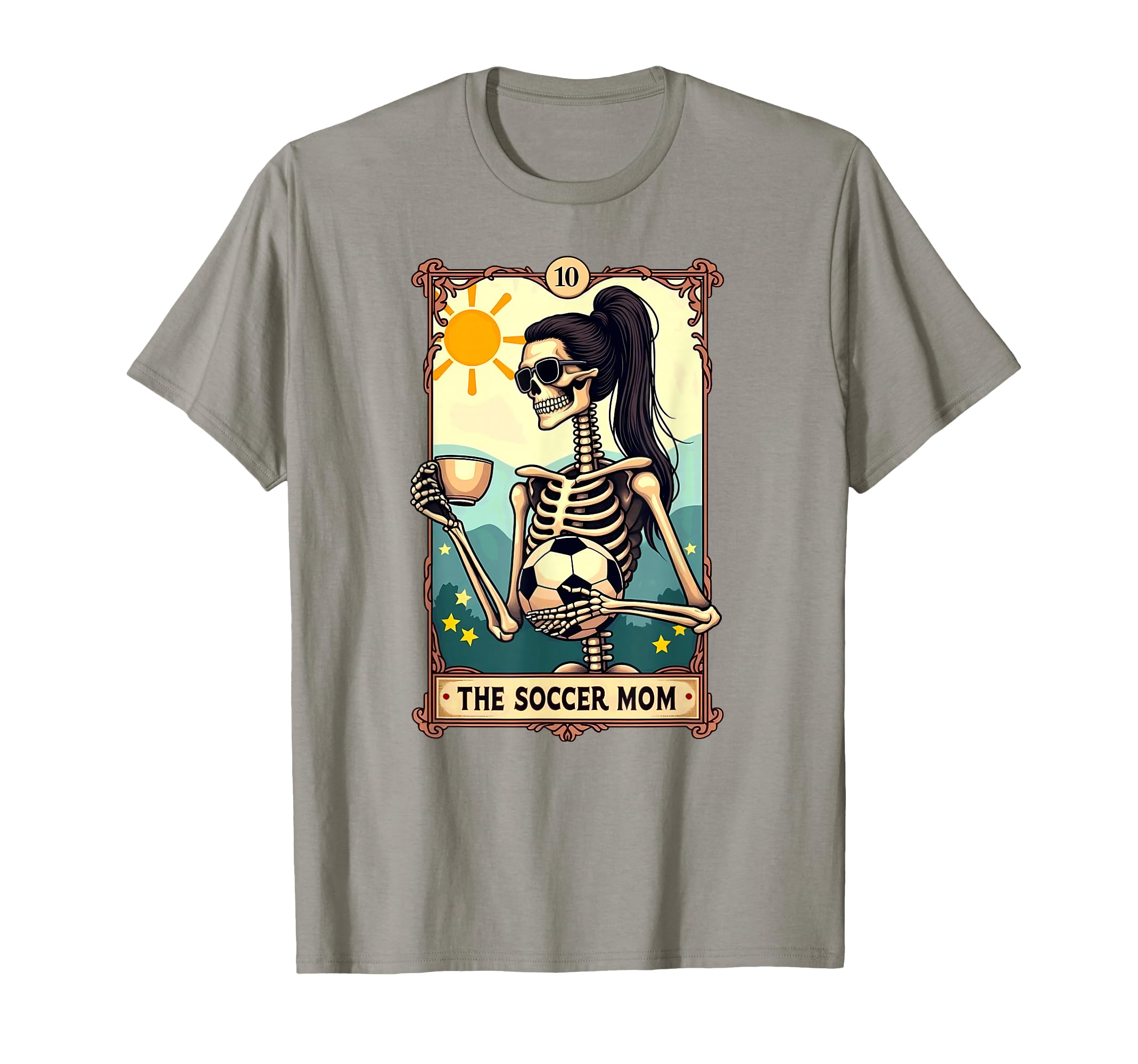 Gothic Tarot Card Skeleton Coffee Soccer T-Shirt - Custom Art Print Unisex - T-Shirt, Sweatshirt, Hoodie