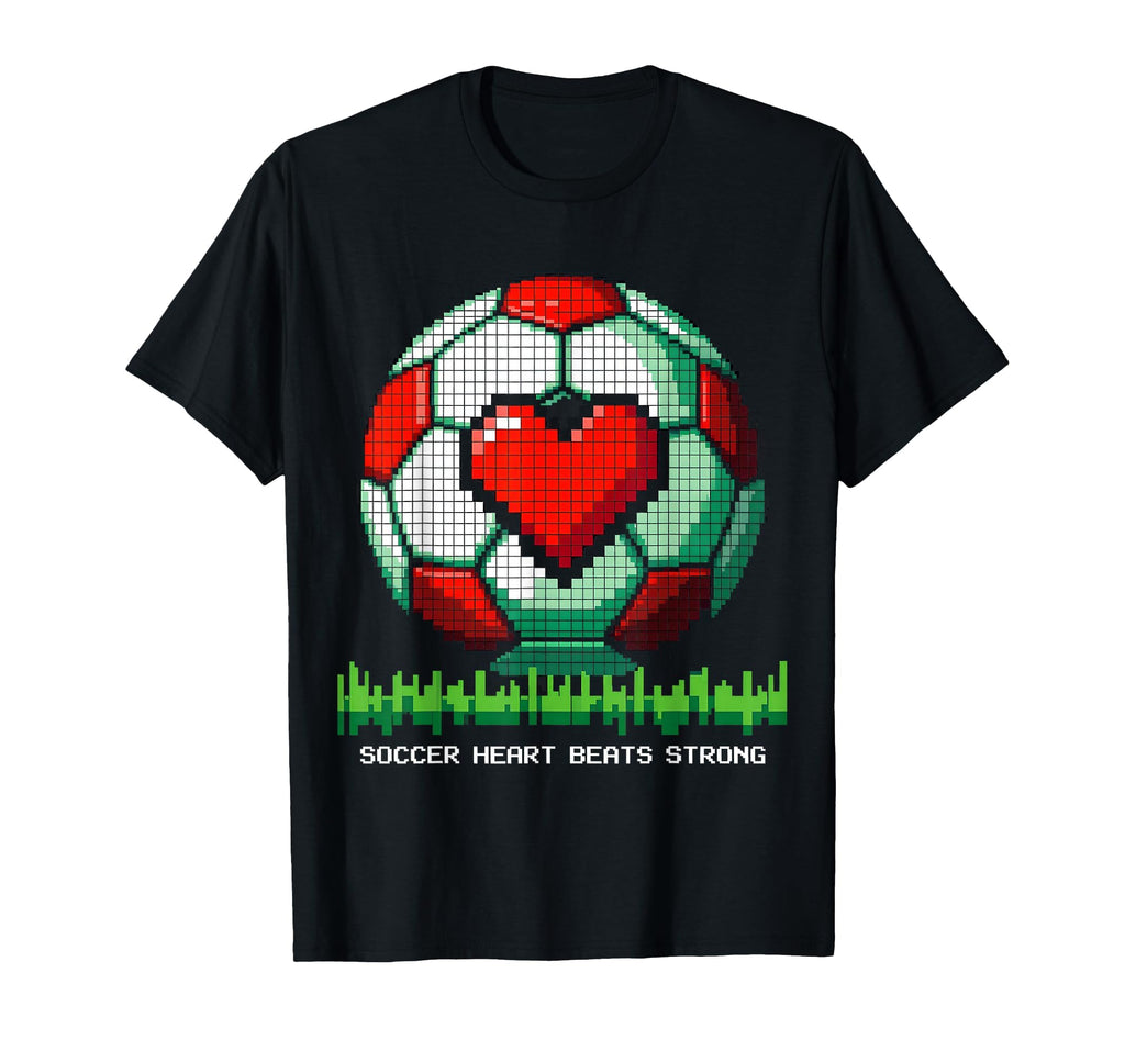 Soccer Heart Beats Strong Mens Fan T-Shirt - Aesthetic Graphic Unisex - T-Shirt, Sweatshirt, Hoodie