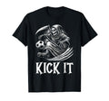Kick It Grim Reaper Playing Soccer T-Shirt - Unique Graphic Men Women - T-Shirt, Sweatshirt, Hoodie