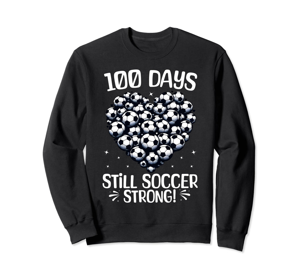 100 Days School Soccer Heart Love Sweatshirt - Minimalist Print Men Women - T-Shirt, Sweatshirt, Hoodie
