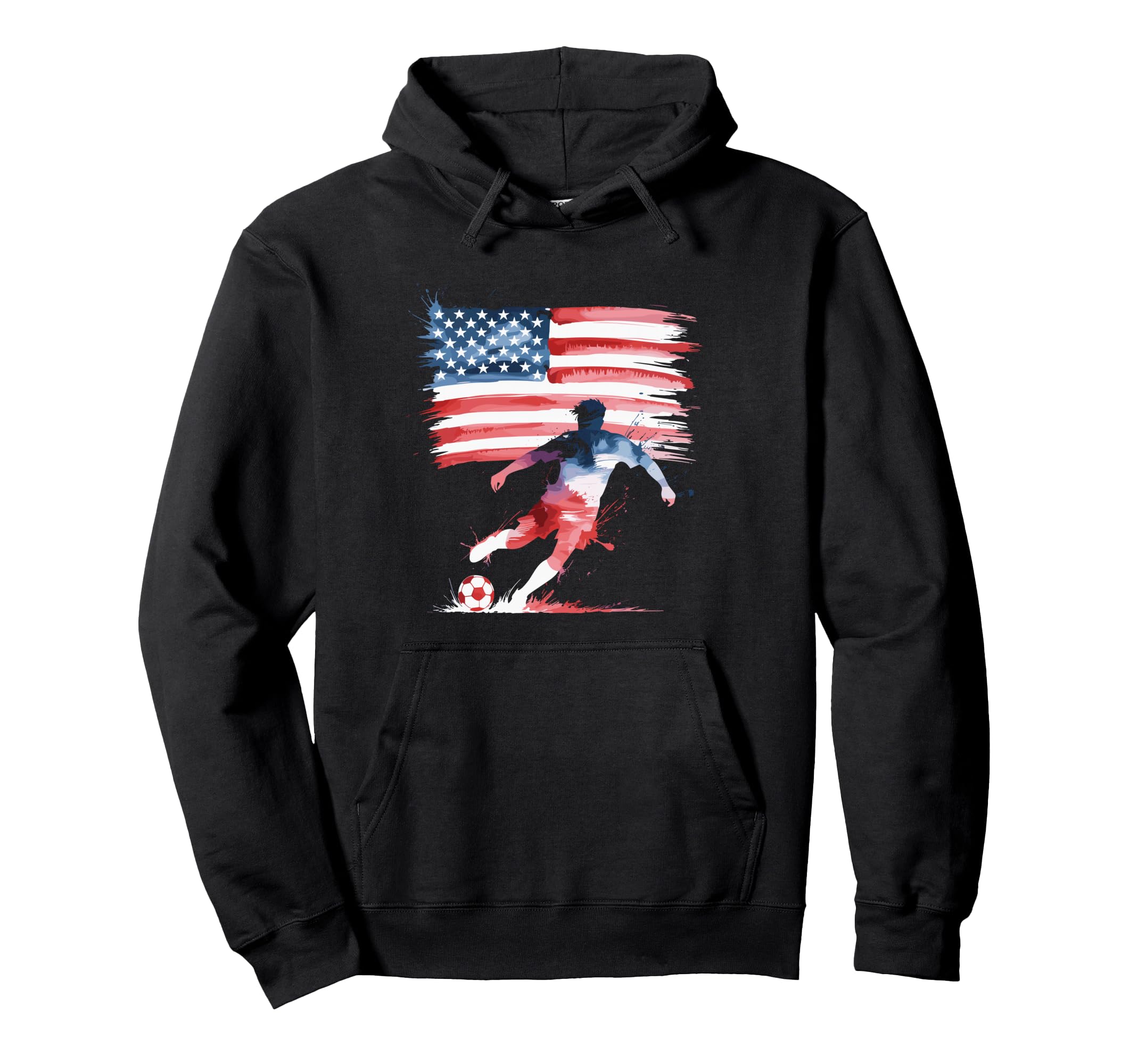 Funny Soccer Player Patriotic American Flag Hoodie - Unique Graphic Unisex - T-Shirt, Sweatshirt, Hoodie