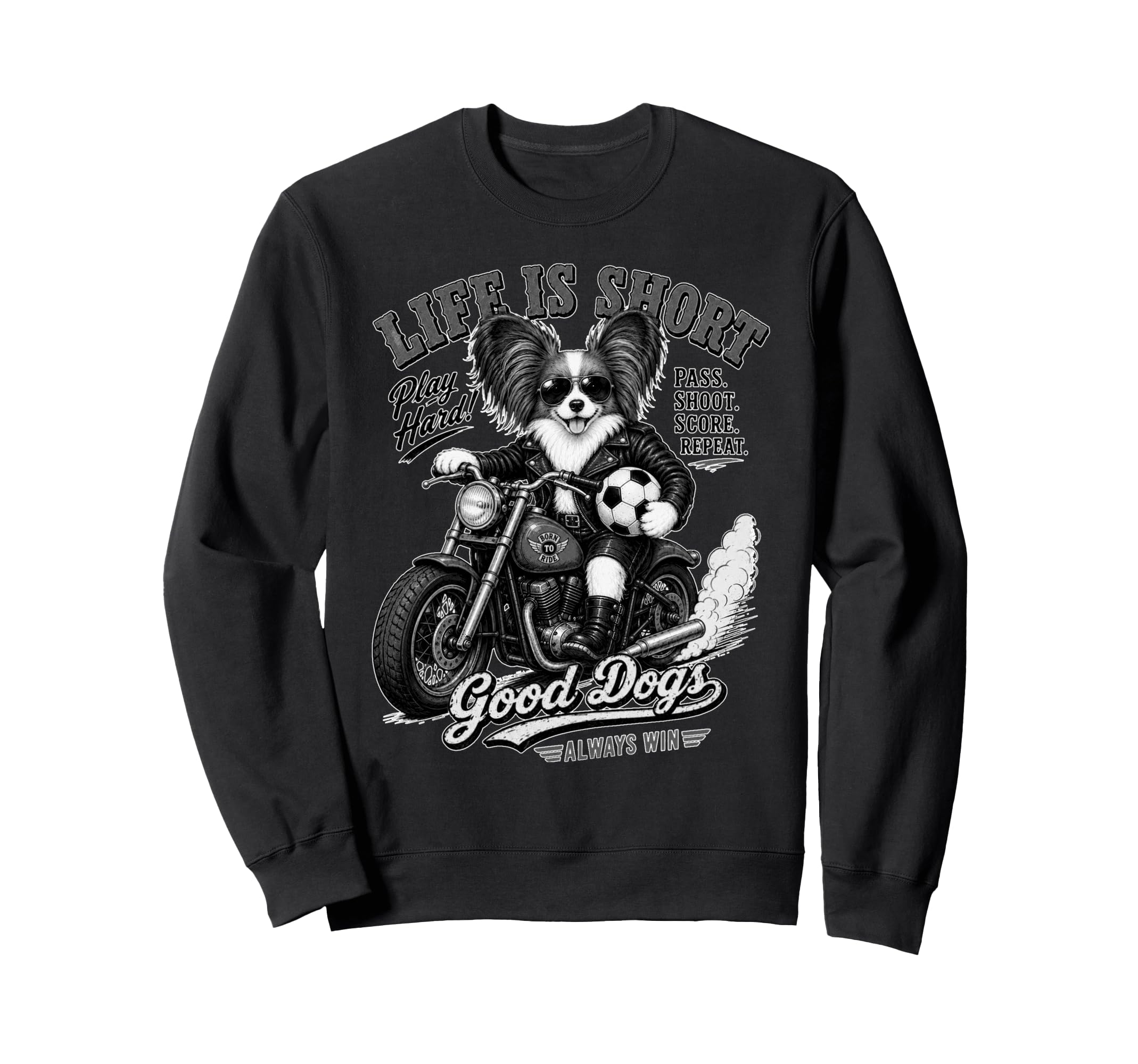 Papillon Motorbike Love Footbal Sweatshirt - Casual Everyday Wear Unisex - T-Shirt, Sweatshirt, Hoodie