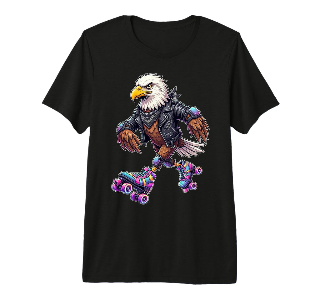 Funny Bald Eagle Roller Skates Skater T-Shirt - Aesthetic Graphic Unisex - T-Shirt, Sweatshirt, Hoodie