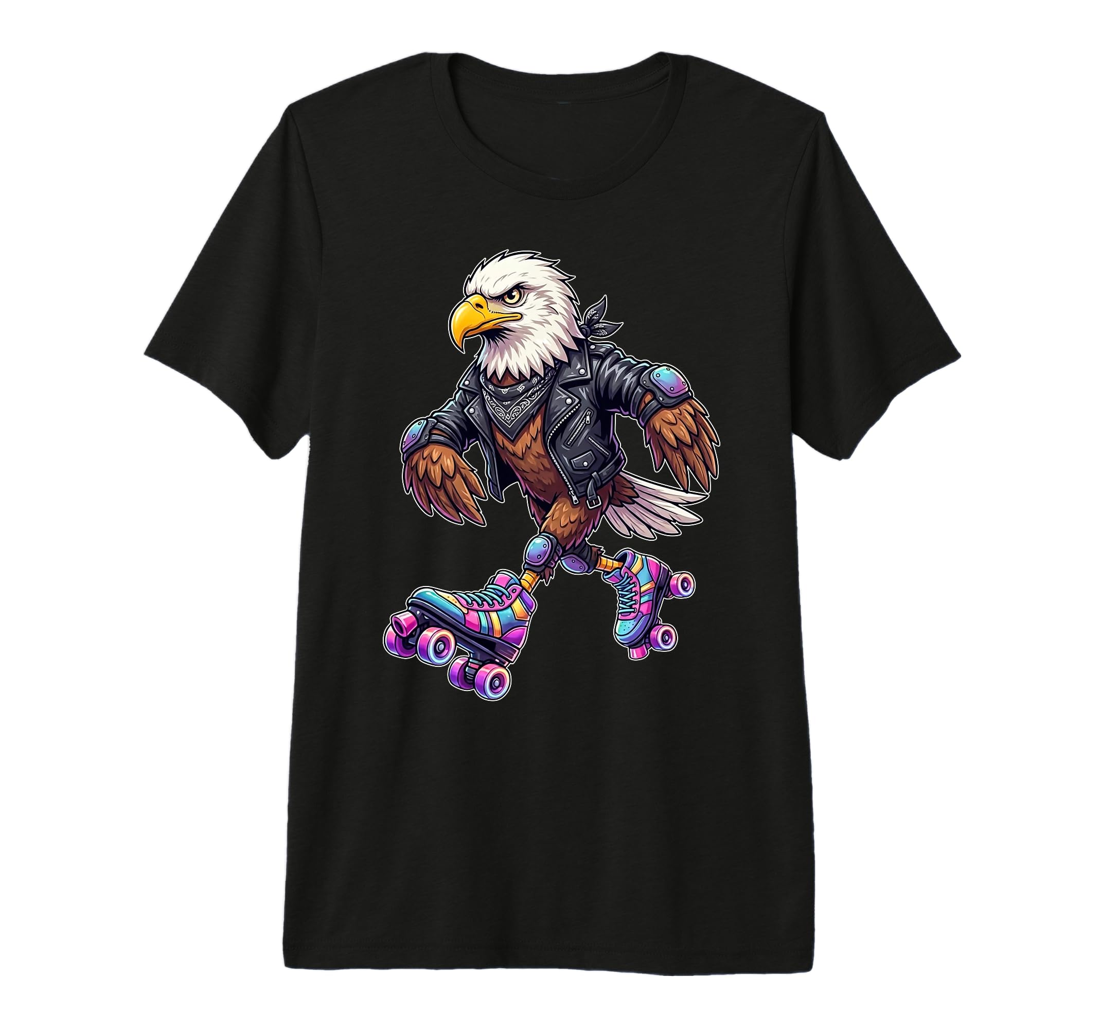 Funny Bald Eagle Roller Skates Skater T-Shirt - Aesthetic Graphic Unisex - T-Shirt, Sweatshirt, Hoodie