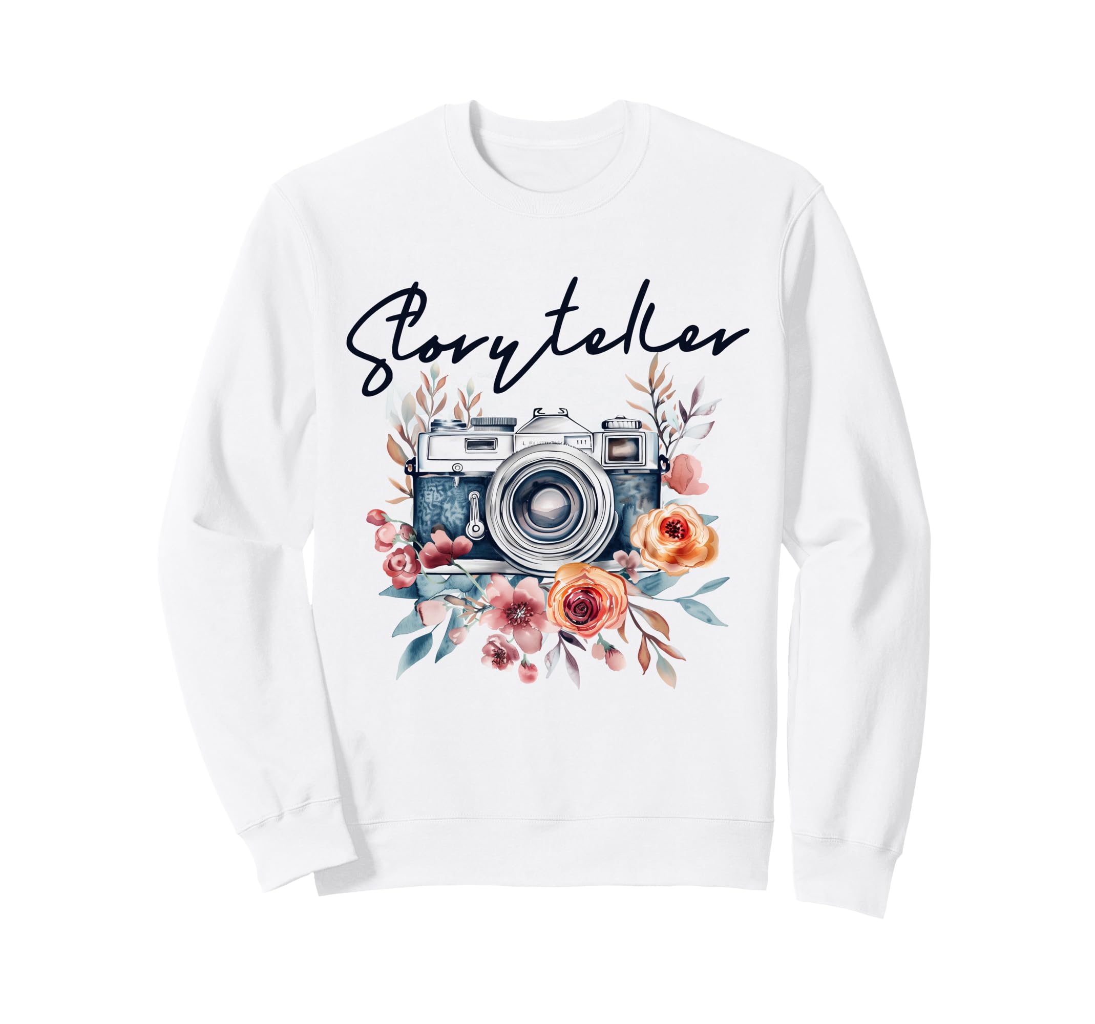 Photographer Storyteller Camera Flowers Sweatshirt - Unique Graphic Unisex - T-Shirt, Sweatshirt, Hoodie