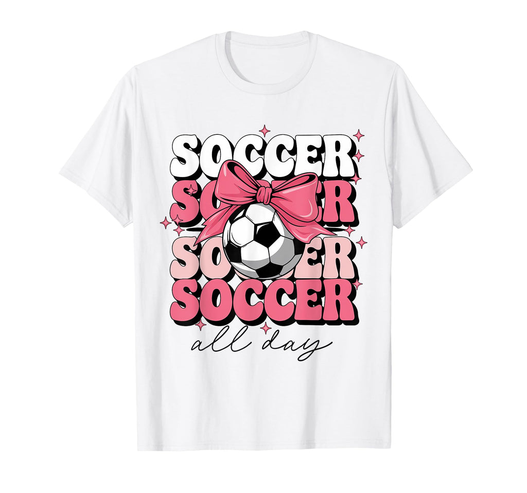 Groovy Soccer Coquette Bow Soccer All T-Shirt - Streetwear Style Men Women - T-Shirt, Sweatshirt, Hoodie