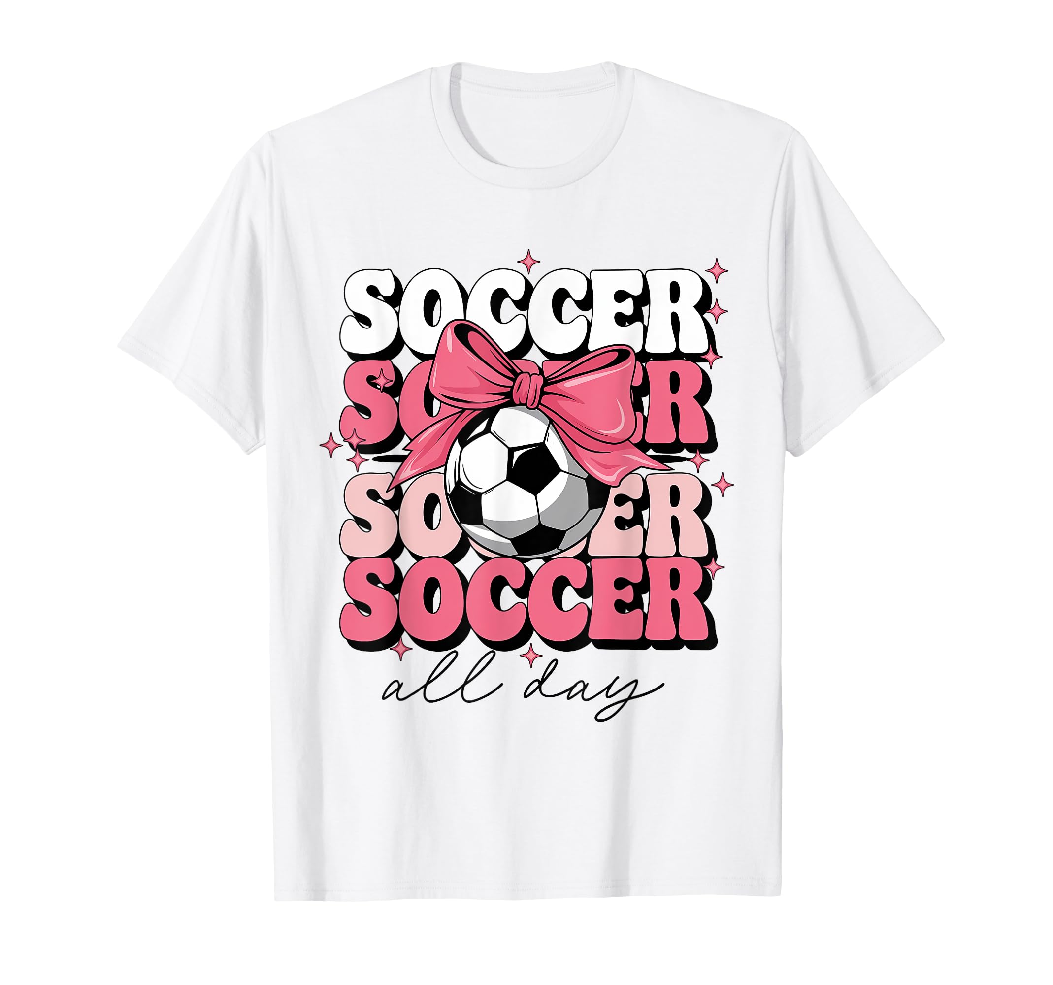 Groovy Soccer Coquette Bow Soccer All T-Shirt - Streetwear Style Men Women - T-Shirt, Sweatshirt, Hoodie