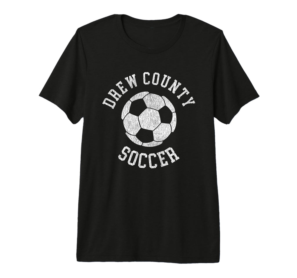 Drew County Soccer Distressed 90S Tri T-Shirt - Trendy Graphic Men Women - T-Shirt, Sweatshirt, Hoodie