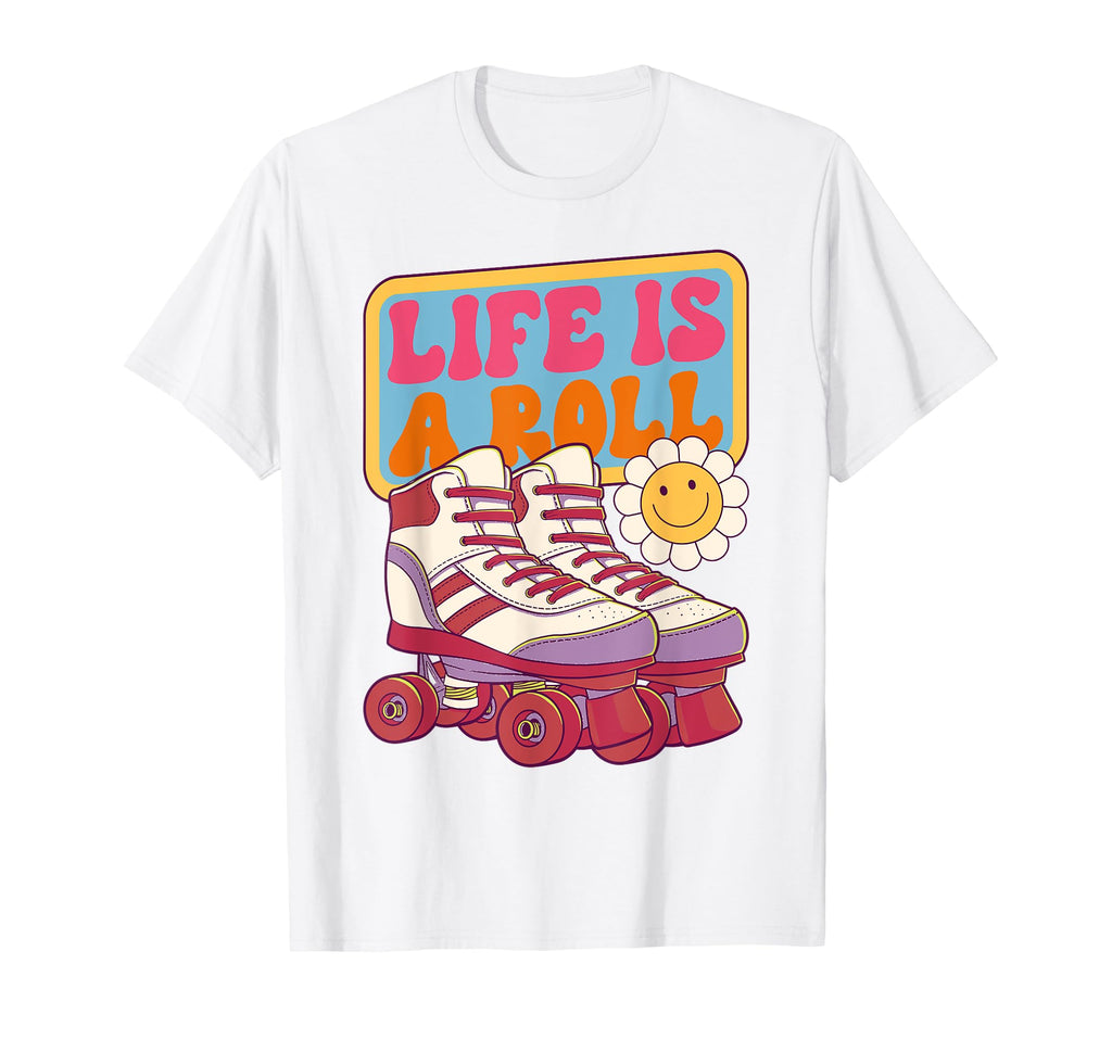 Roller Skating Life Is Roll Skate 70S T-Shirt - Novelty Apparel Men Women - T-Shirt, Sweatshirt, Hoodie