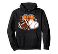 Heart Football Basketball Soccer Hoodie - Aesthetic Graphic for Adults - T-Shirt, Sweatshirt, Hoodie