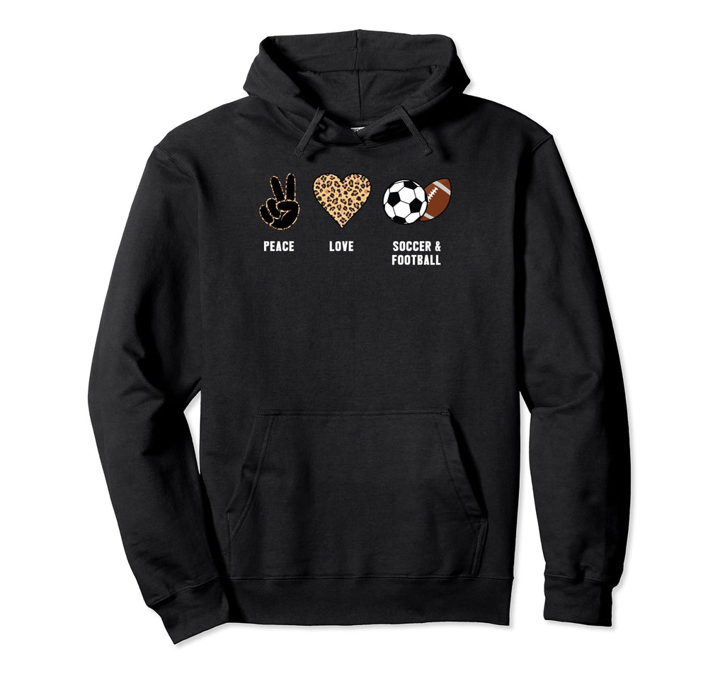 Peace Love Soccer Football Soccer Player Hoodie - Graphic Print for Adults - T-Shirt, Sweatshirt, Hoodie