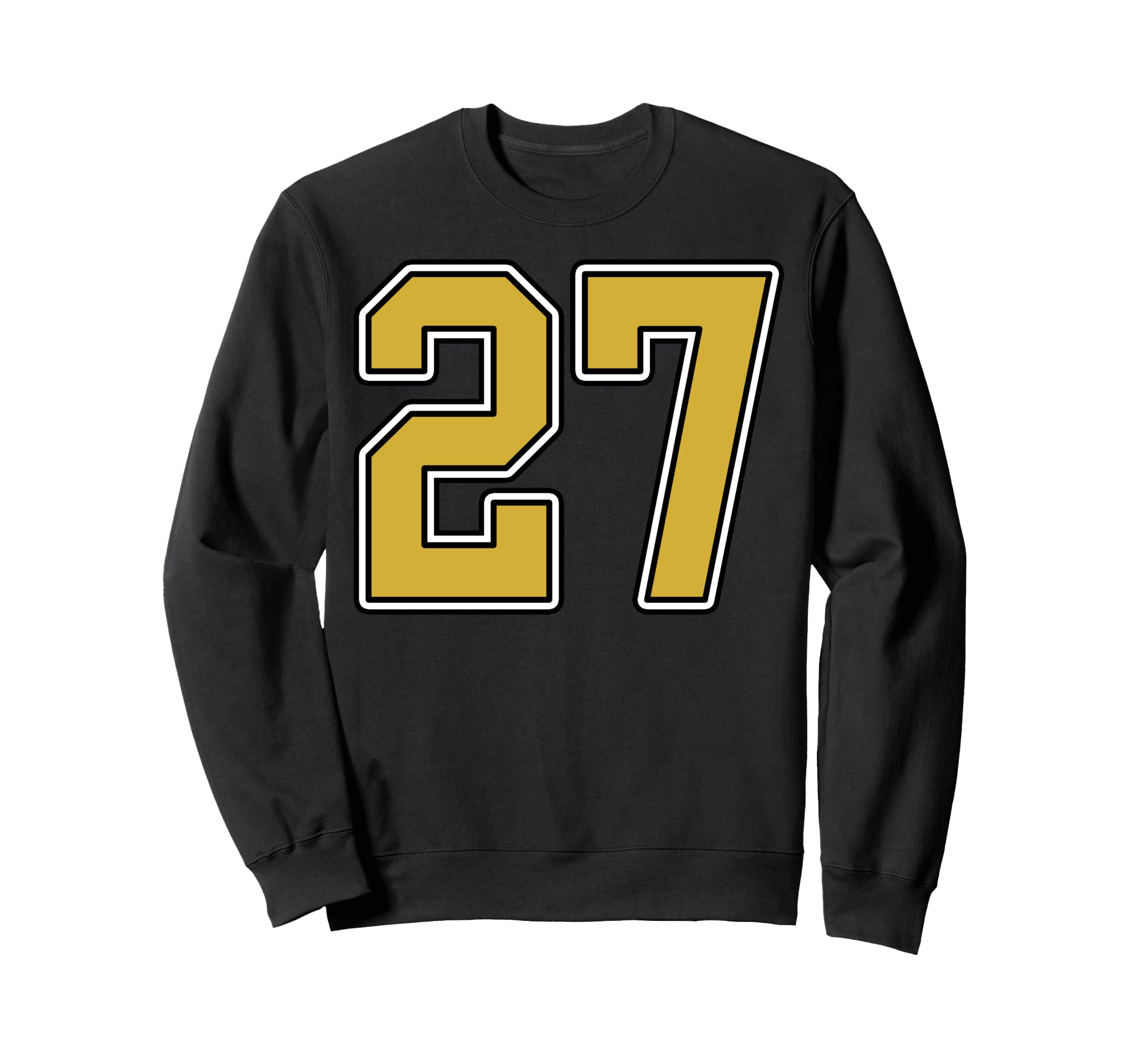 Old Gold Black White Sports Number 27 Sweatshirt - Custom Art Print Unisex - T-Shirt, Sweatshirt, Hoodie