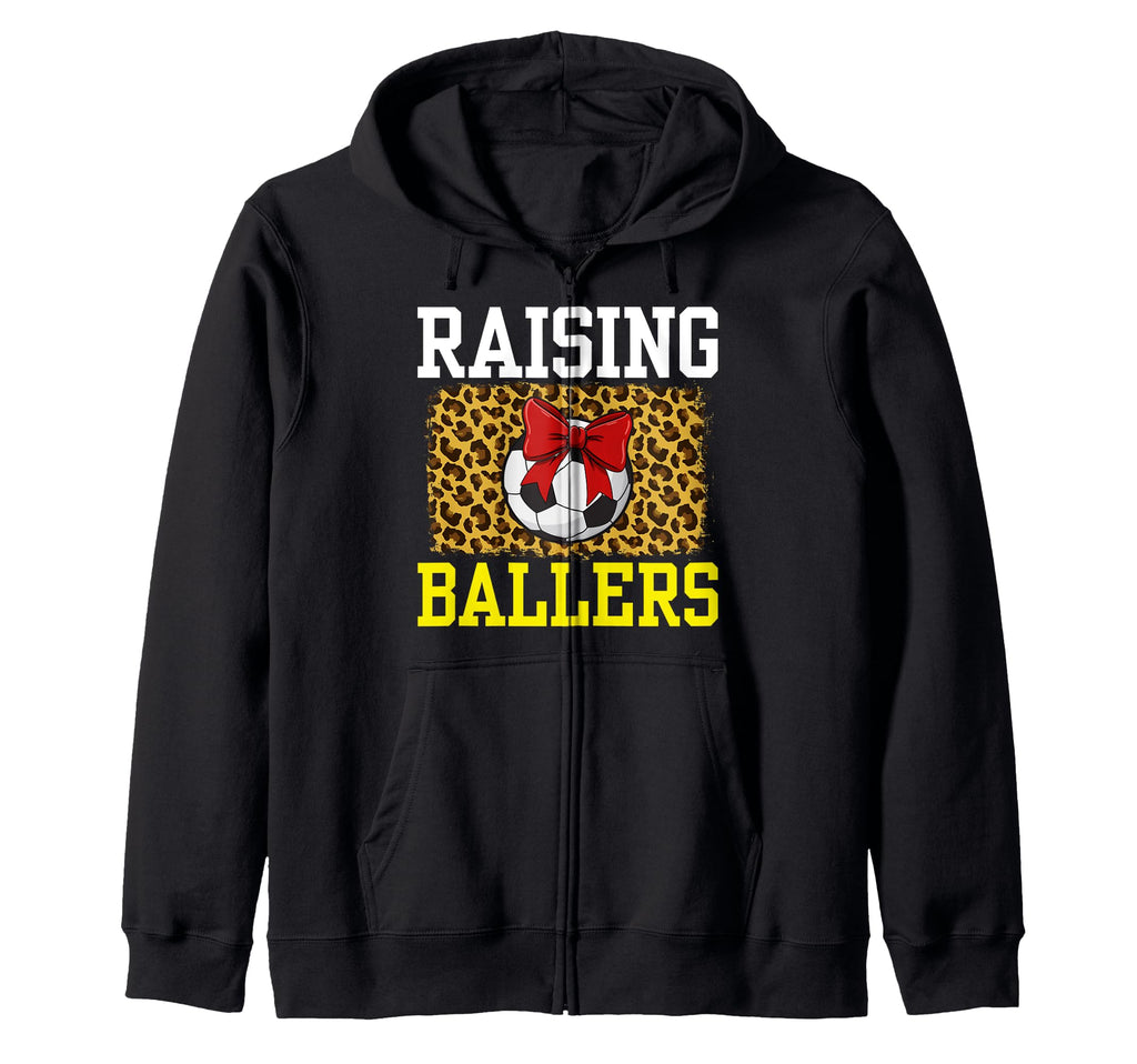 Raising Ballers Soccer Red Bow Ball Hoodie - Minimalist Print for Adults - T-Shirt, Sweatshirt, Hoodie