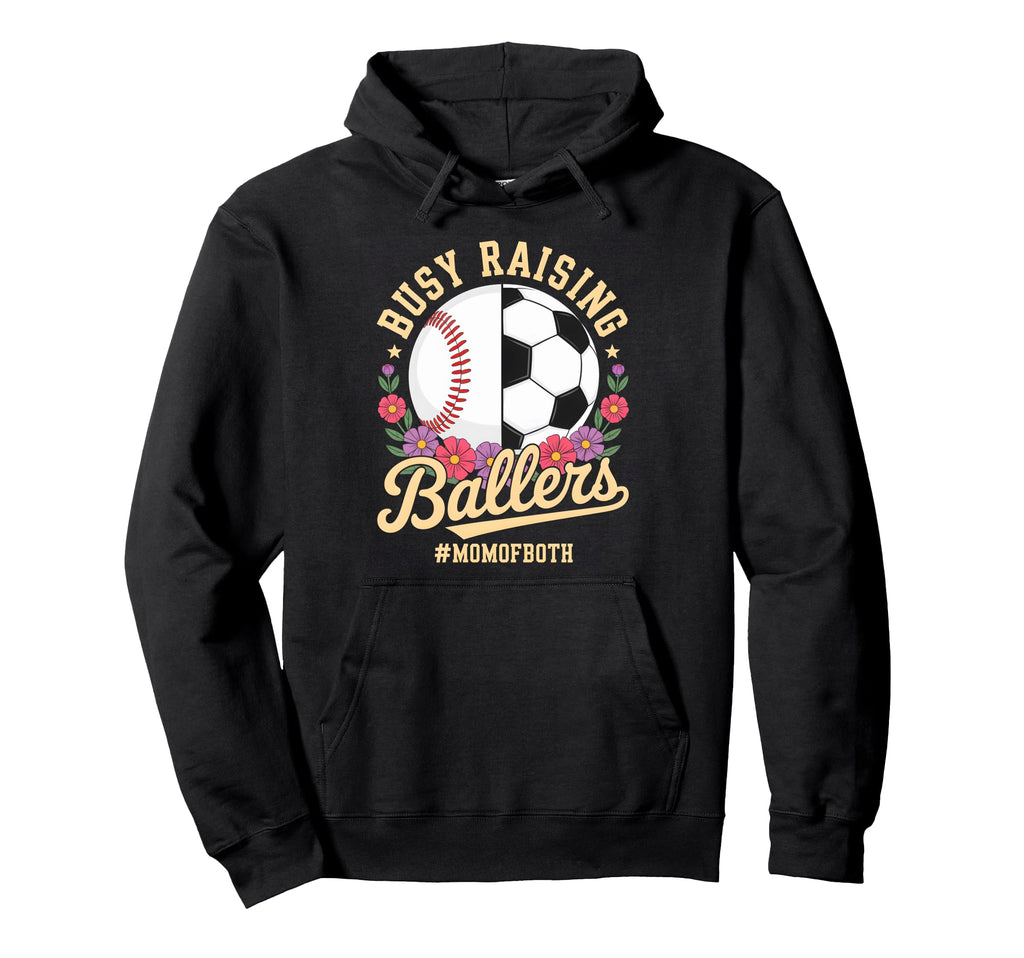 Baseball Soccer Flowers Mom Both Busy Hoodie - Custom Art Print Unisex - T-Shirt, Sweatshirt, Hoodie