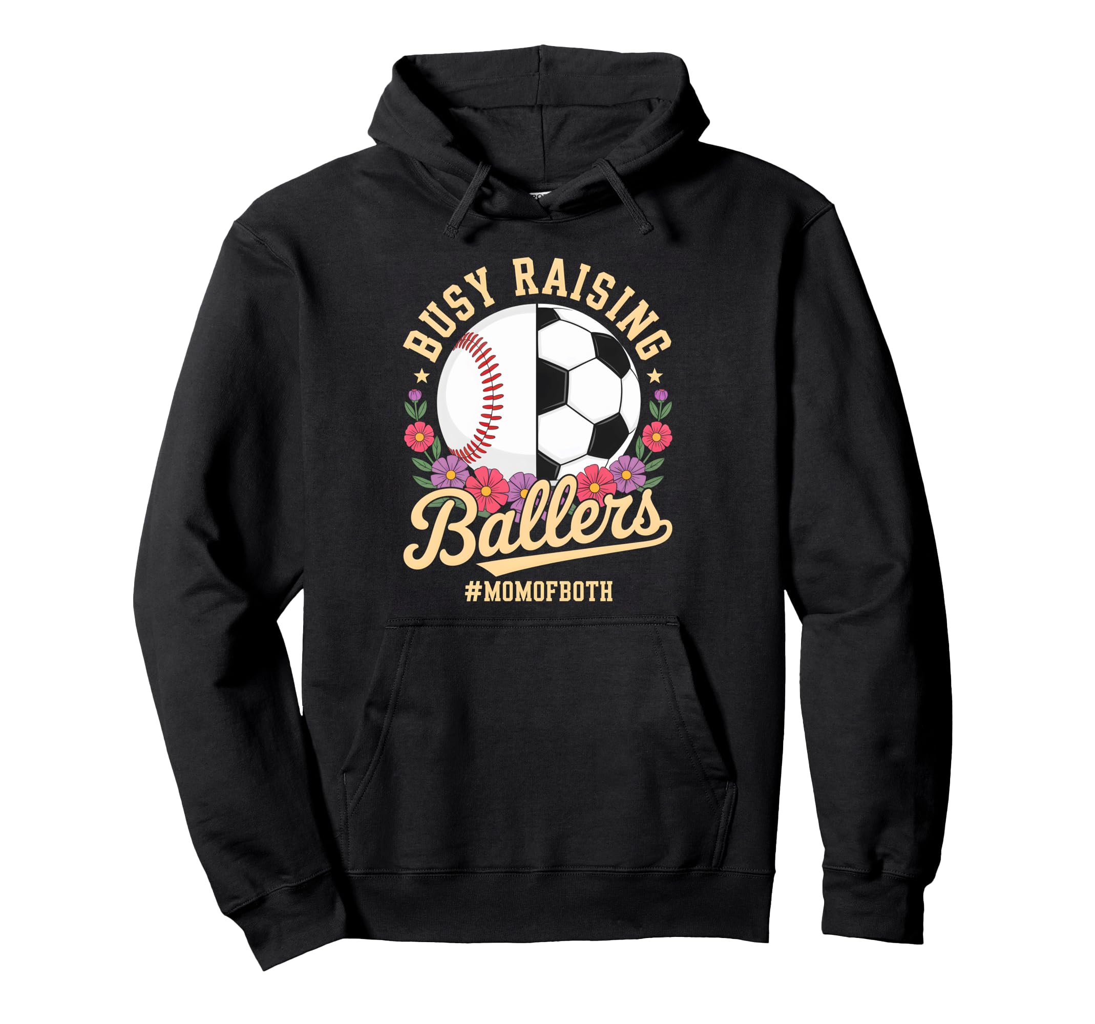 Baseball Soccer Flowers Mom Both Busy Hoodie - Custom Art Print Unisex - T-Shirt, Sweatshirt, Hoodie