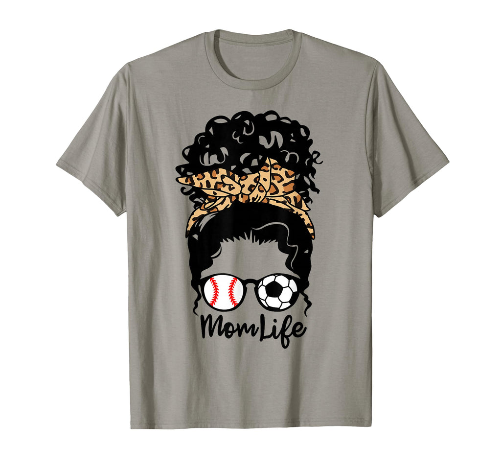 Mom Life Messy Bun Curly Hair Baseball T-Shirt - Graphic Print for Adults - T-Shirt, Sweatshirt, Hoodie